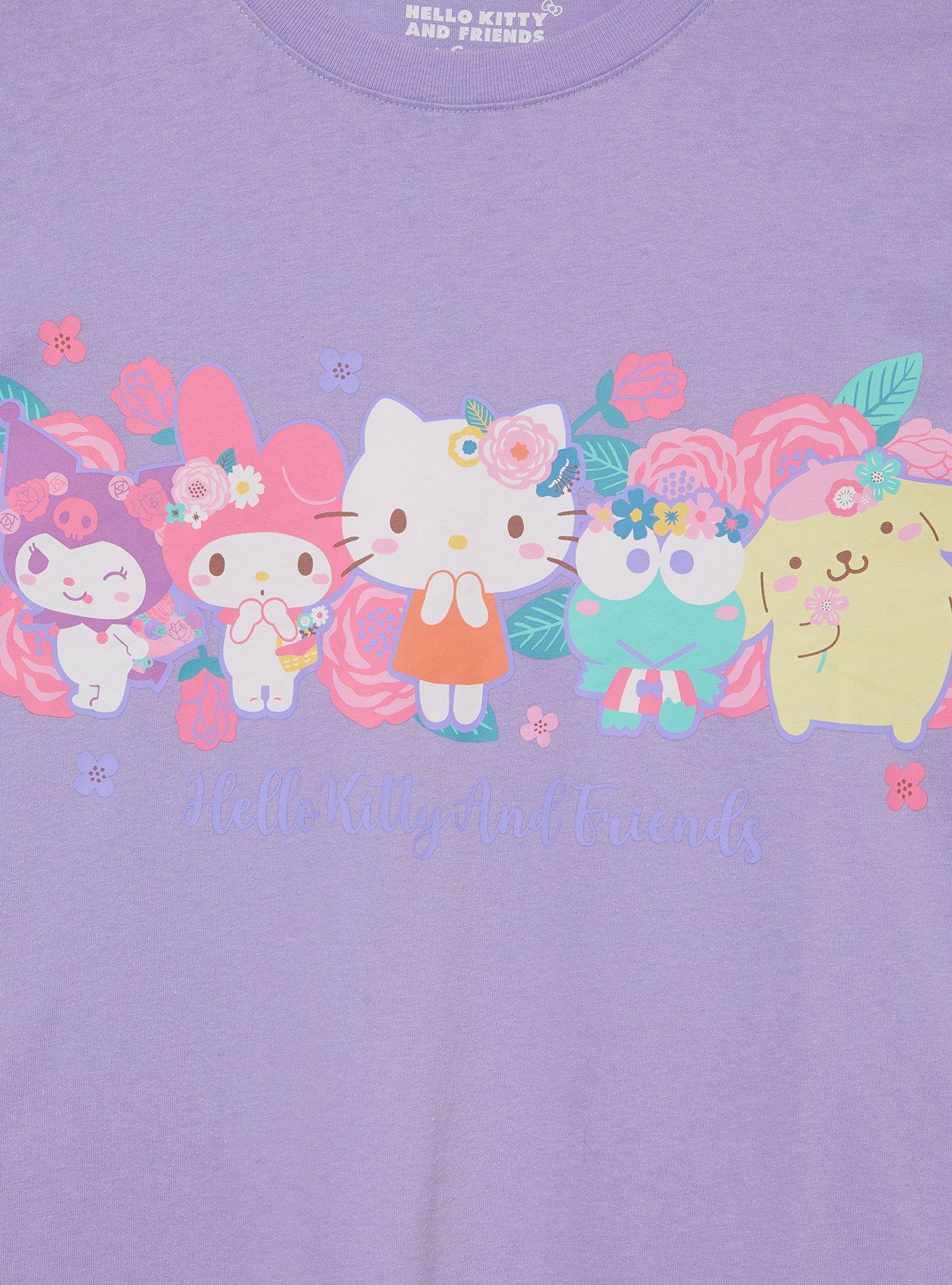 Sanrio Hello Kitty & Friends Floral Women's Cropped T-Shirt - BoxLunch Exclusive, , hi-res