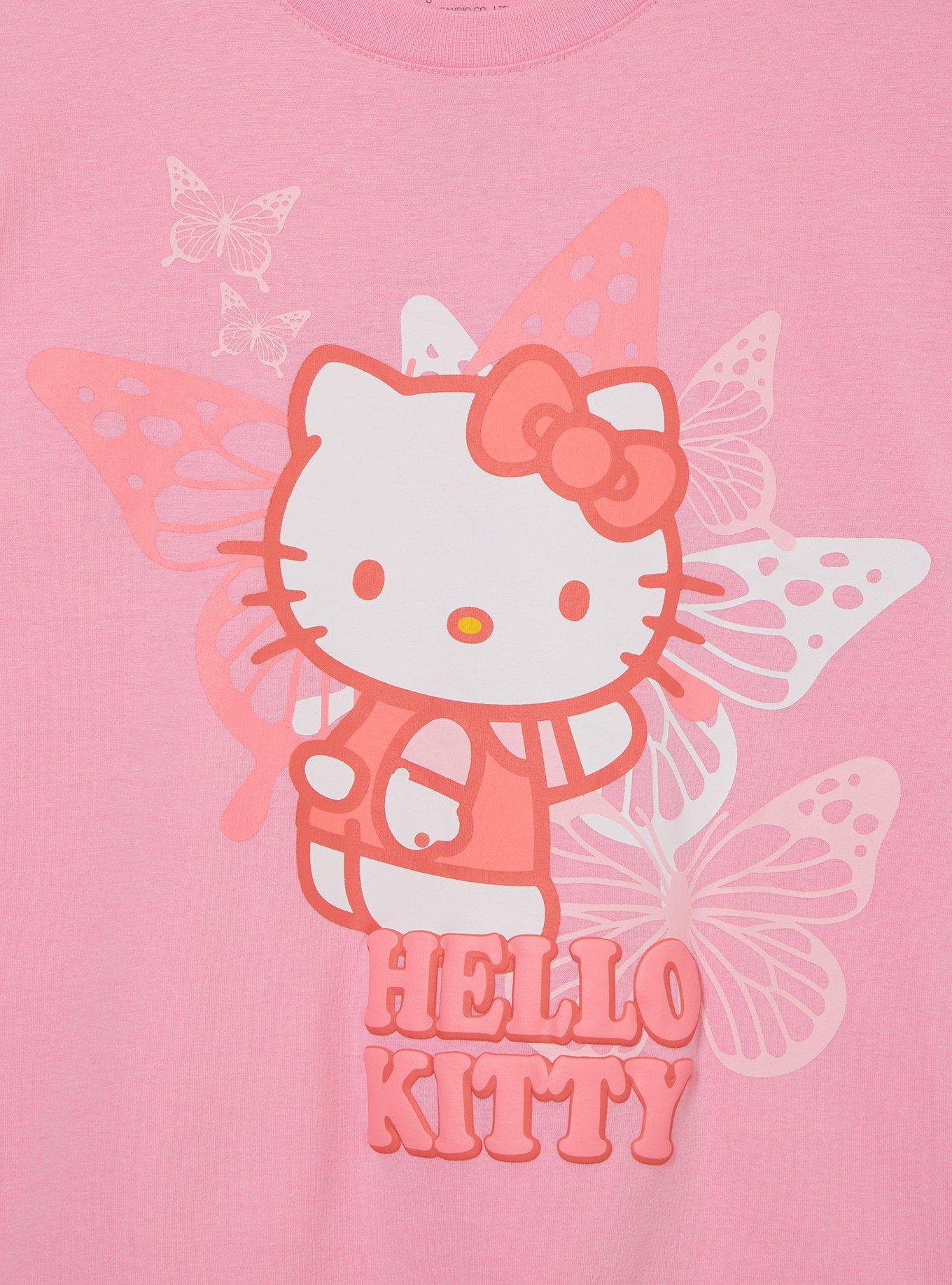 Sanrio Hello Kitty Butterfly Women's Cropped T-Shirt - BoxLunch Exclusive, , hi-res