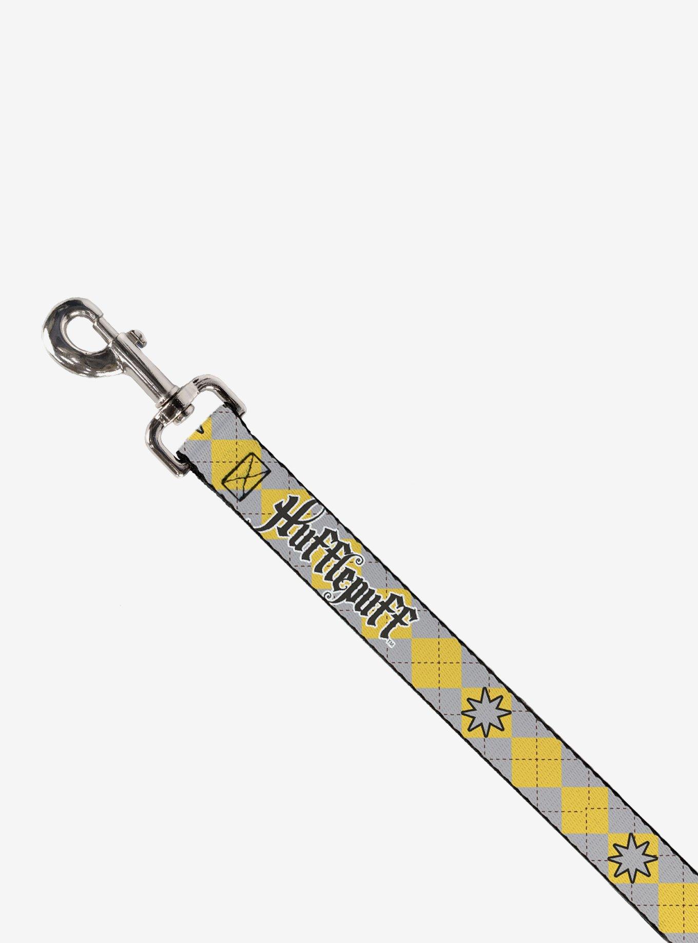 Harry Potter Hufflepuff Stars Argyle Plaid Dog Leash, BRIGHT YELLOW, alternate