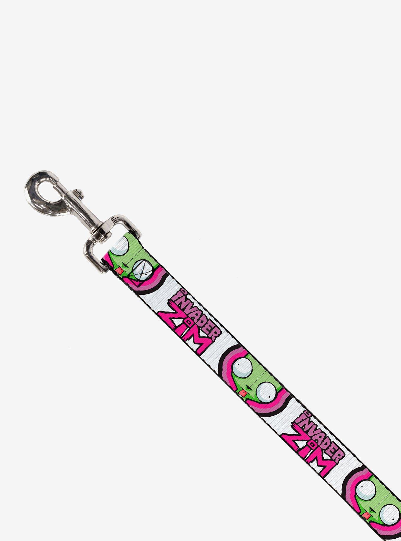 Invader Zim Title Logo and GIR Pose Close Up Dog Leash, PINK, alternate