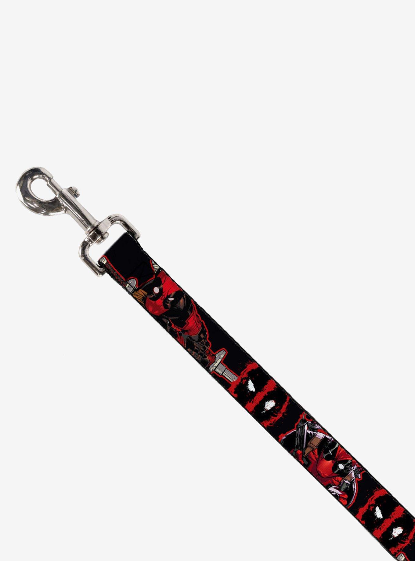 Marvel Deadpool Action Poses Splatter Logo Dog Leash, RED, alternate