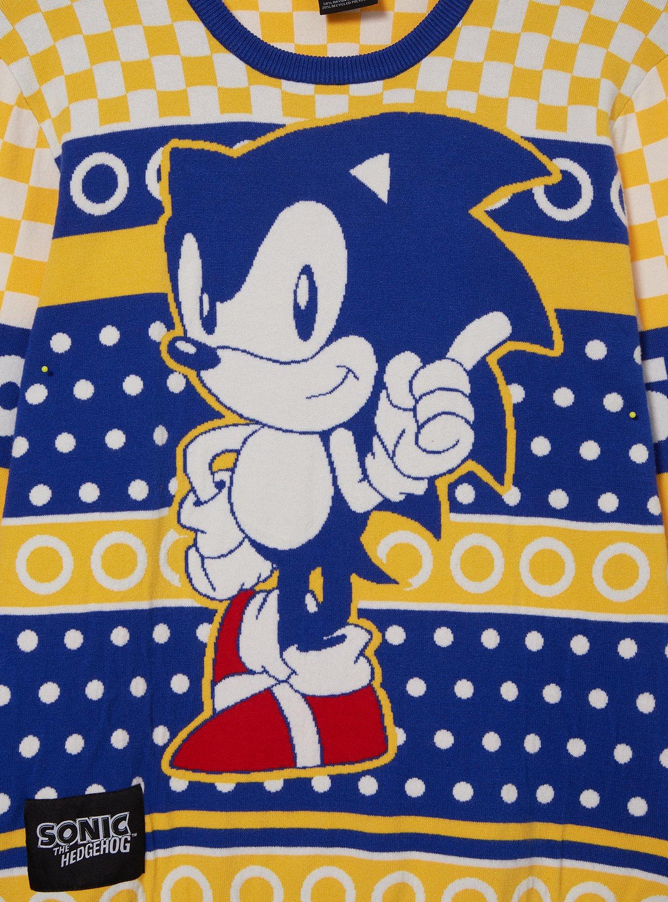 Sonic the Hedgehog Gold Rings Portrait Holiday Sweater — BoxLunch Exclusive, GOLD, alternate