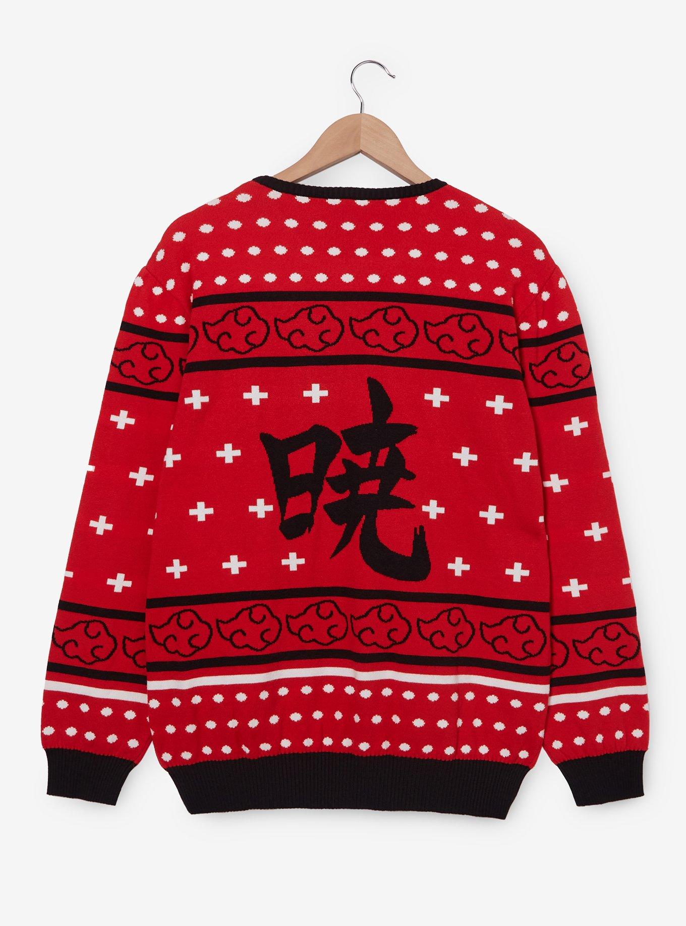 Naruto Shippuden Akatsuki Cloud Holiday Sweater — BoxLunch Exclusive, BLACK, alternate