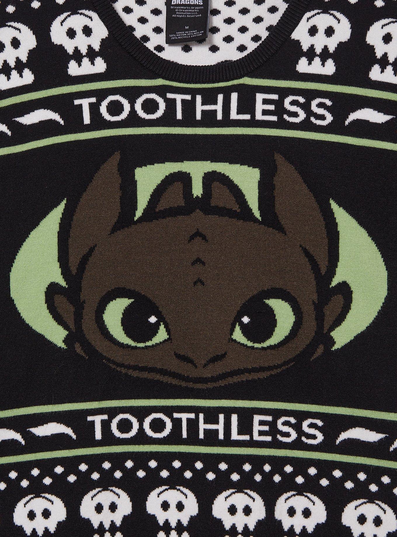 DreamWorks How to Train Your Dragon Toothless Holiday Sweater — BoxLunch Exclusive, RED  BLACK, alternate