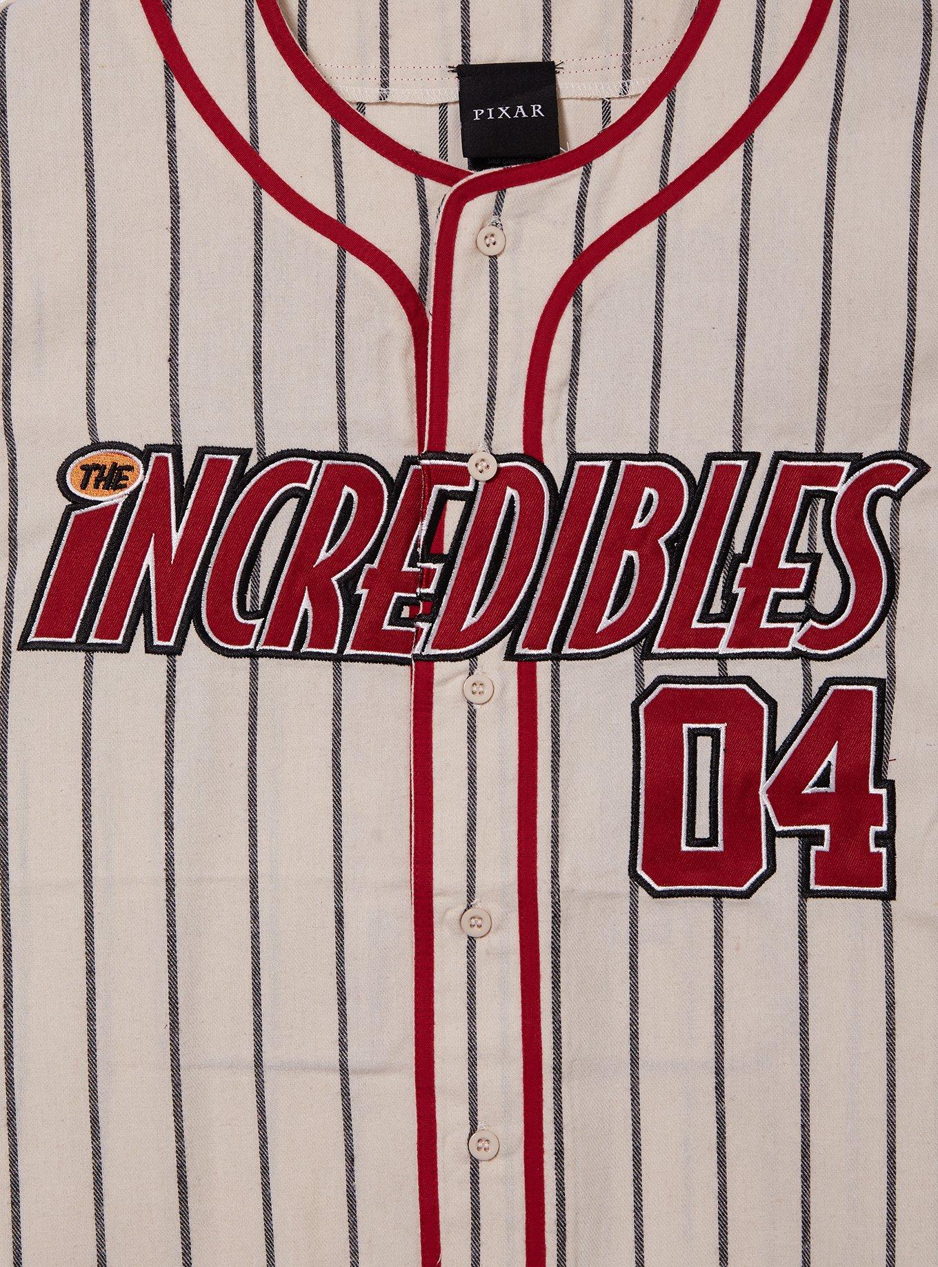 Disney Pixar The Incredibles Parr Vintage Baseball Jersey &mdash; BoxLunch Exclusive, BLACK WHITE STRIPE, alternate