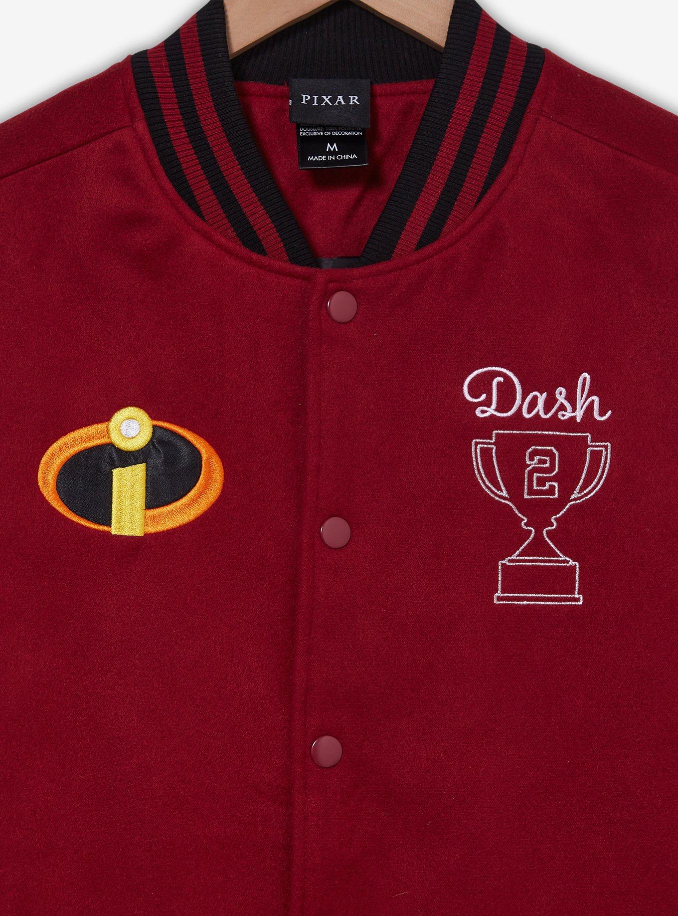 Disney Pixar The Incredibles Dash Parr Logo Varsity Jacket - BoxLunch Exclusive, BLACK, alternate