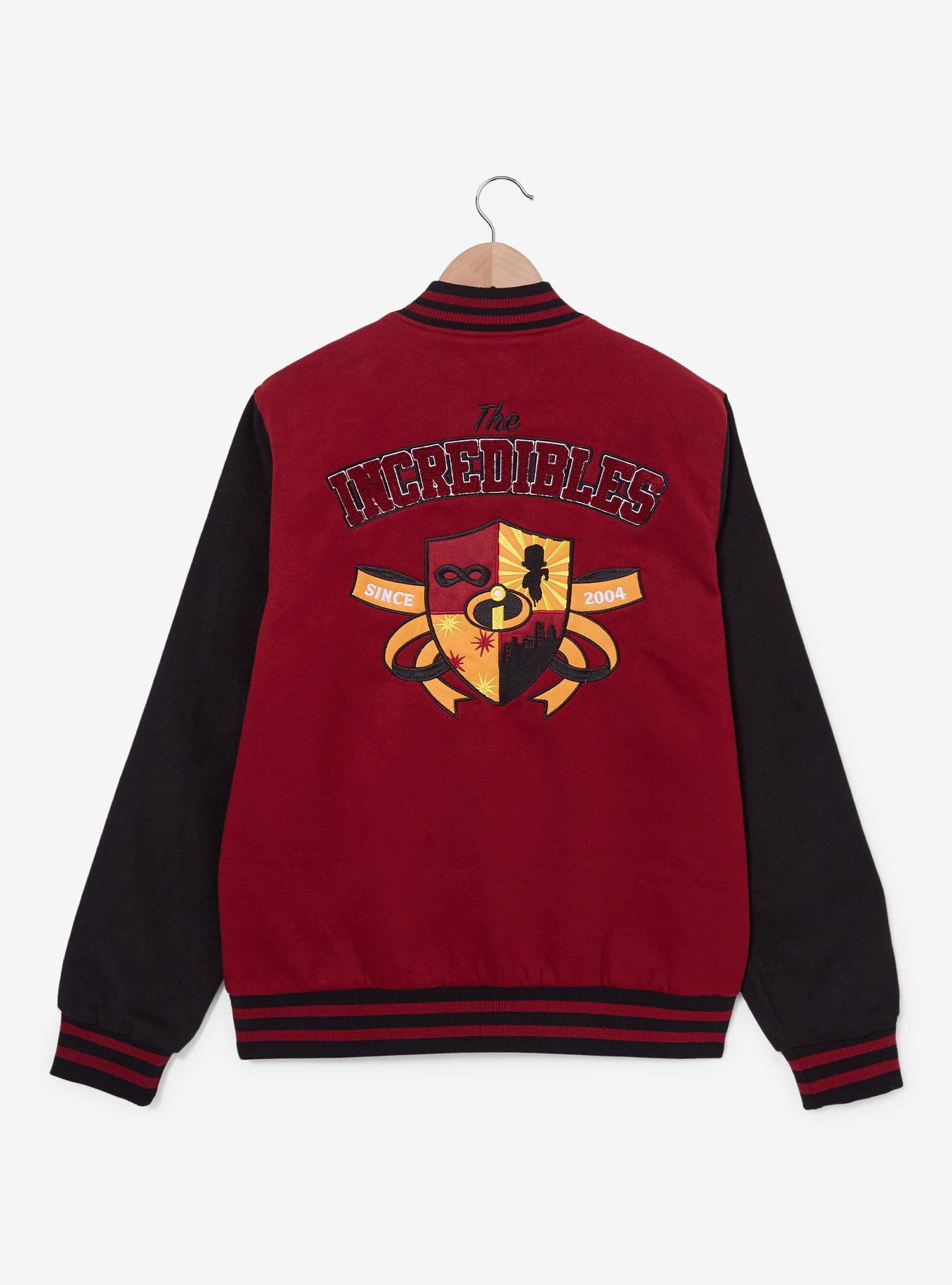 Disney Pixar The Incredibles Dash Parr Logo Varsity Jacket - BoxLunch Exclusive, BLACK, alternate