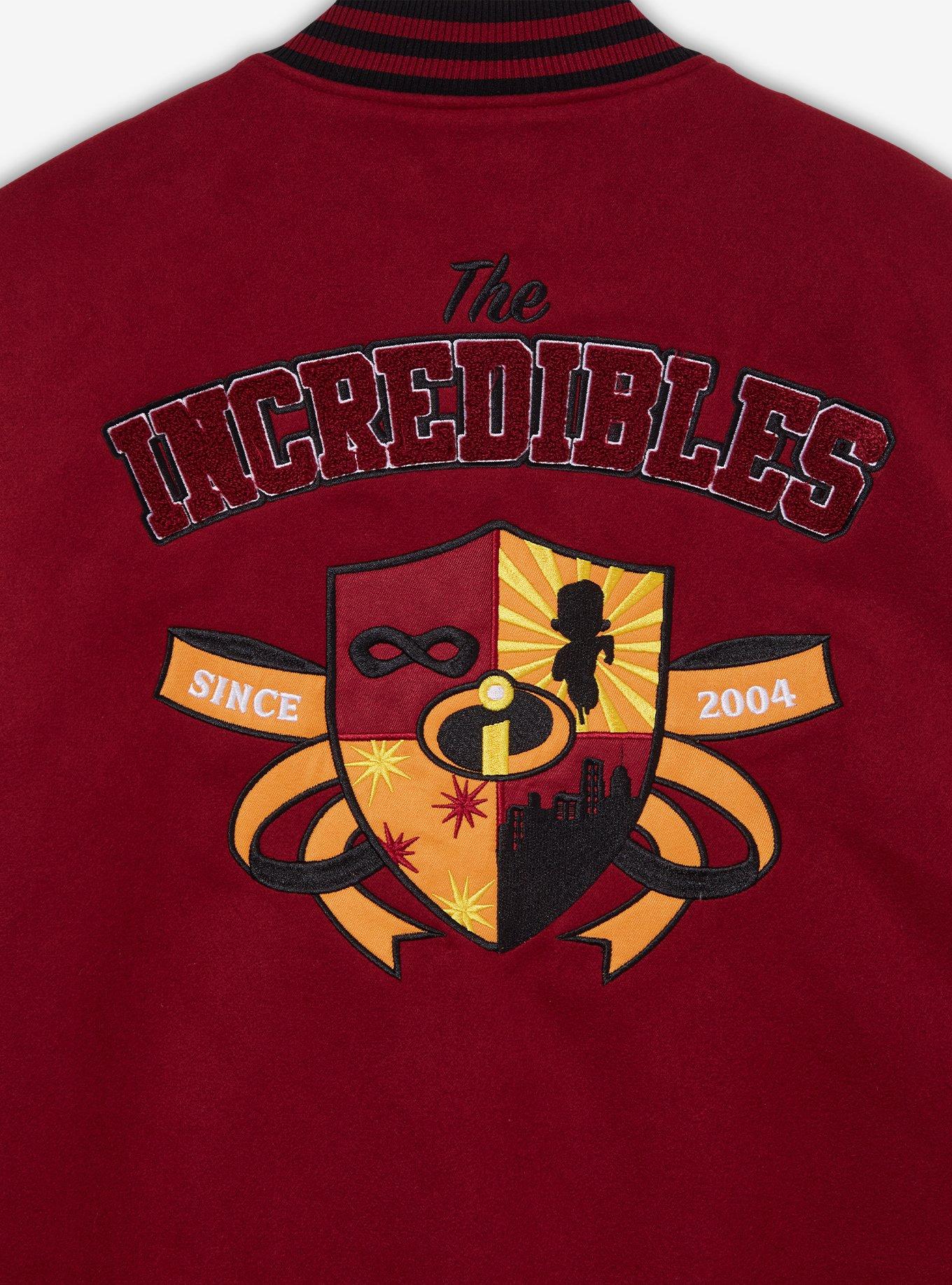 Disney Pixar The Incredibles Dash Parr Logo Varsity Jacket - BoxLunch Exclusive, BLACK, alternate