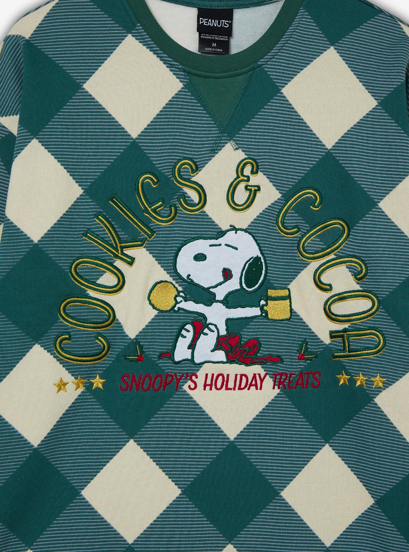 Peanuts Snoopy Cookies & Cocoa Plaid Crewneck - BoxLunch Exclusive, , alternate