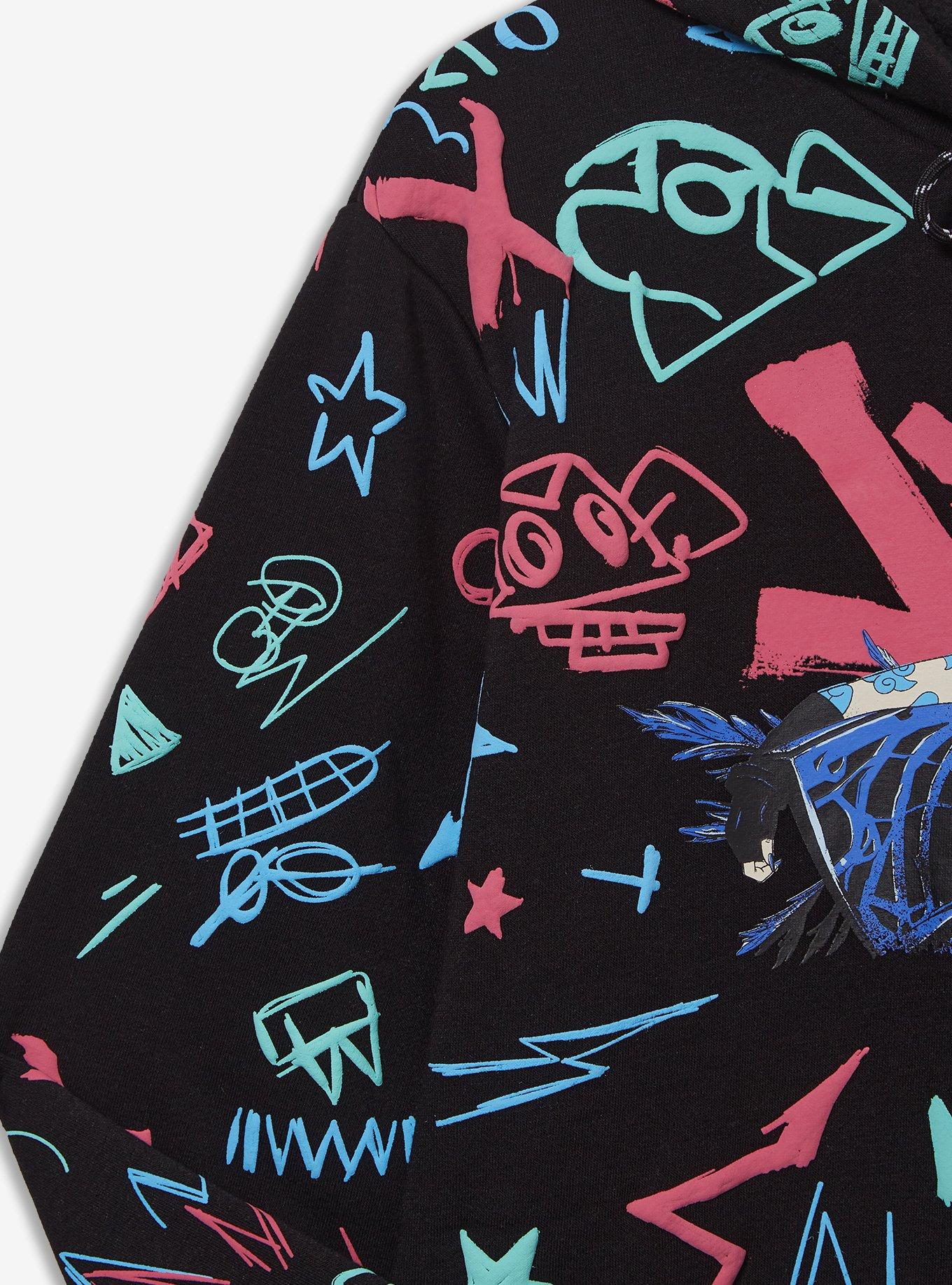 Arcane Jinx Graffiti Icons Hoodie - BoxLunch Exclusive, MULTI, alternate