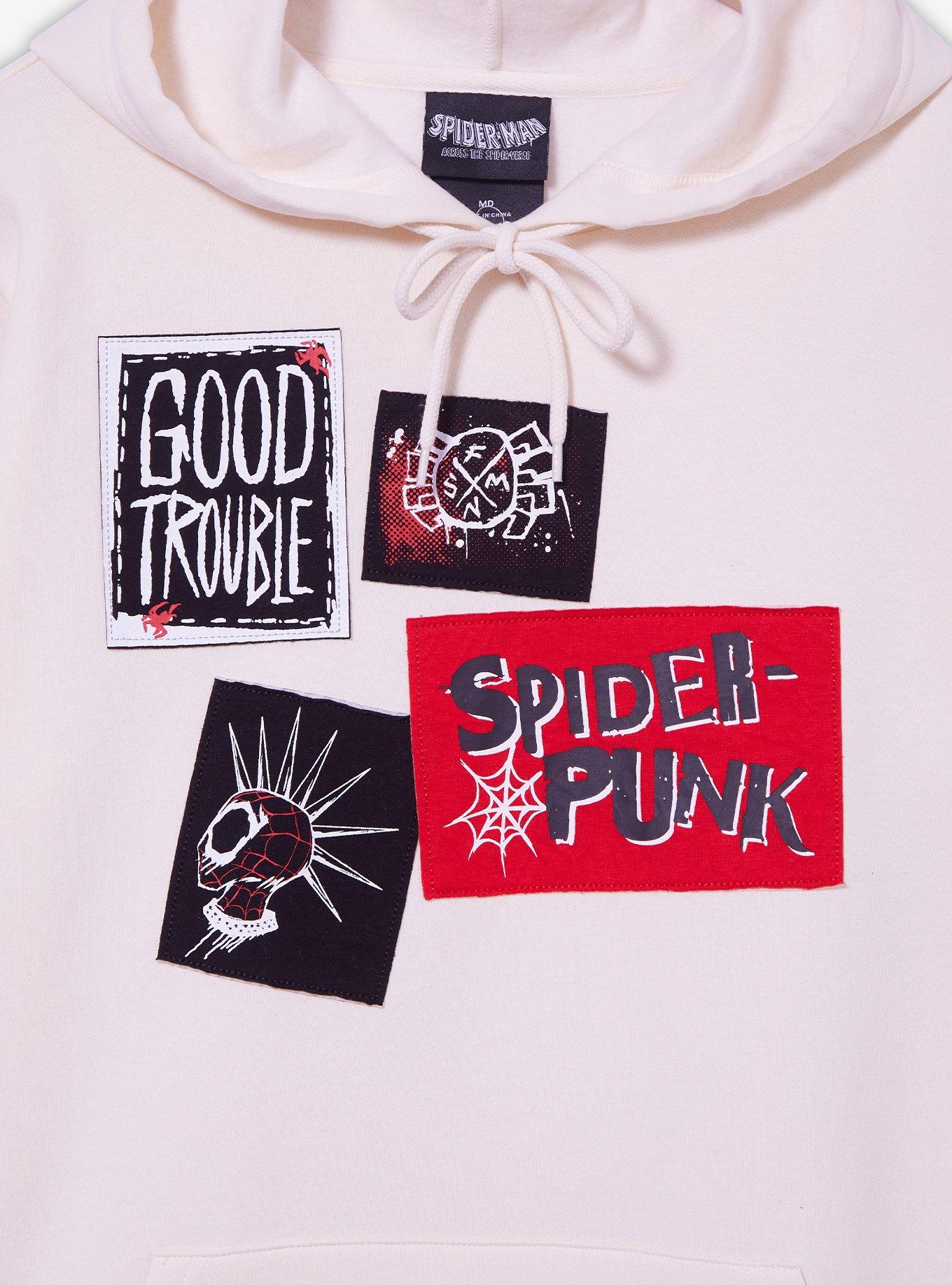 Marvel Spider-Man: Across the Spider-Verse Spider-Punk Patches Sweatshirt - BoxLunch Exclusive, RED  BLACK, alternate