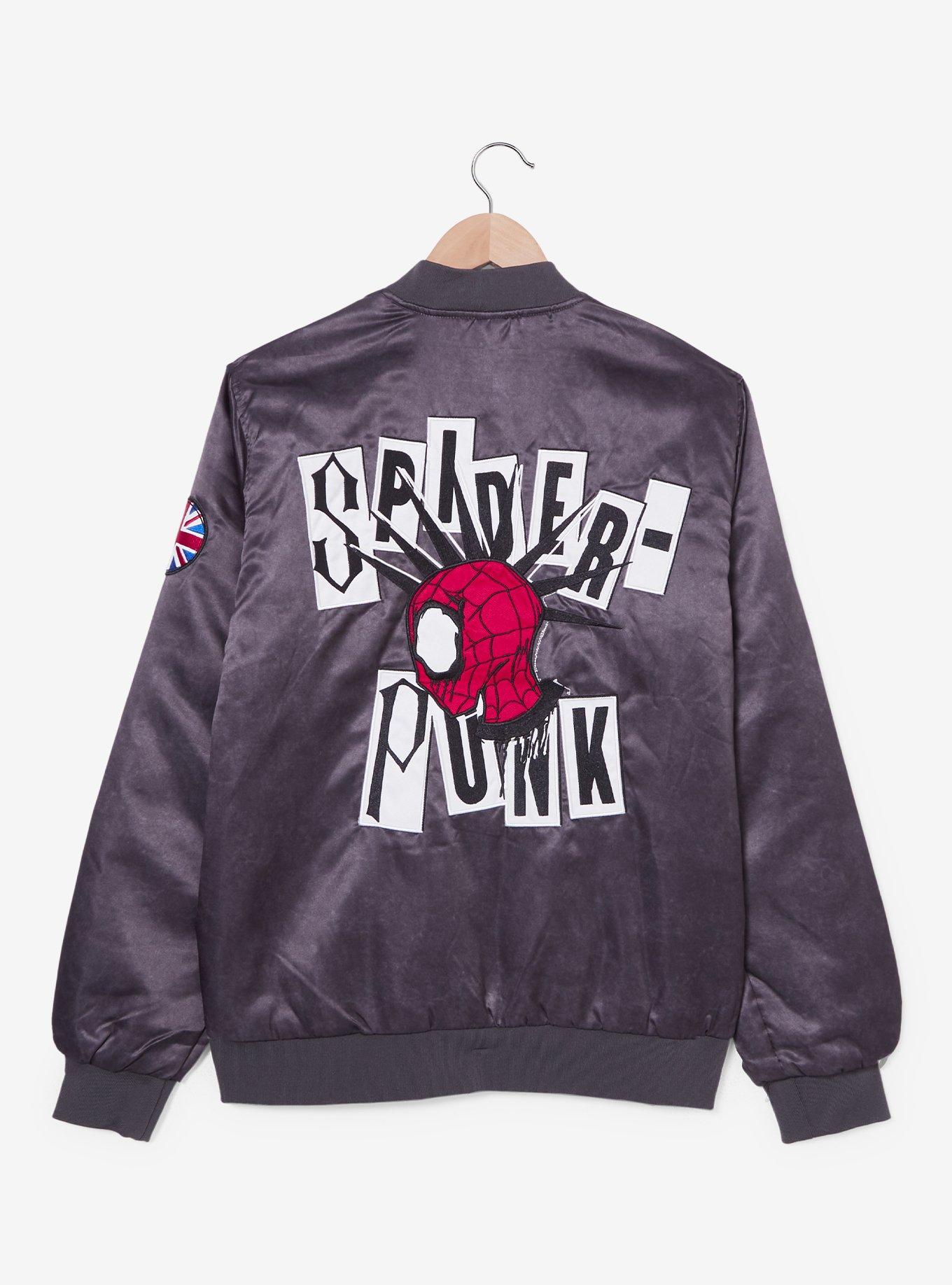 Marvel Spider-Man: Across the Spider-Verse Spider-Punk New London Satin Bomber Jacket — BoxLunch Exclusive, BLACK, alternate