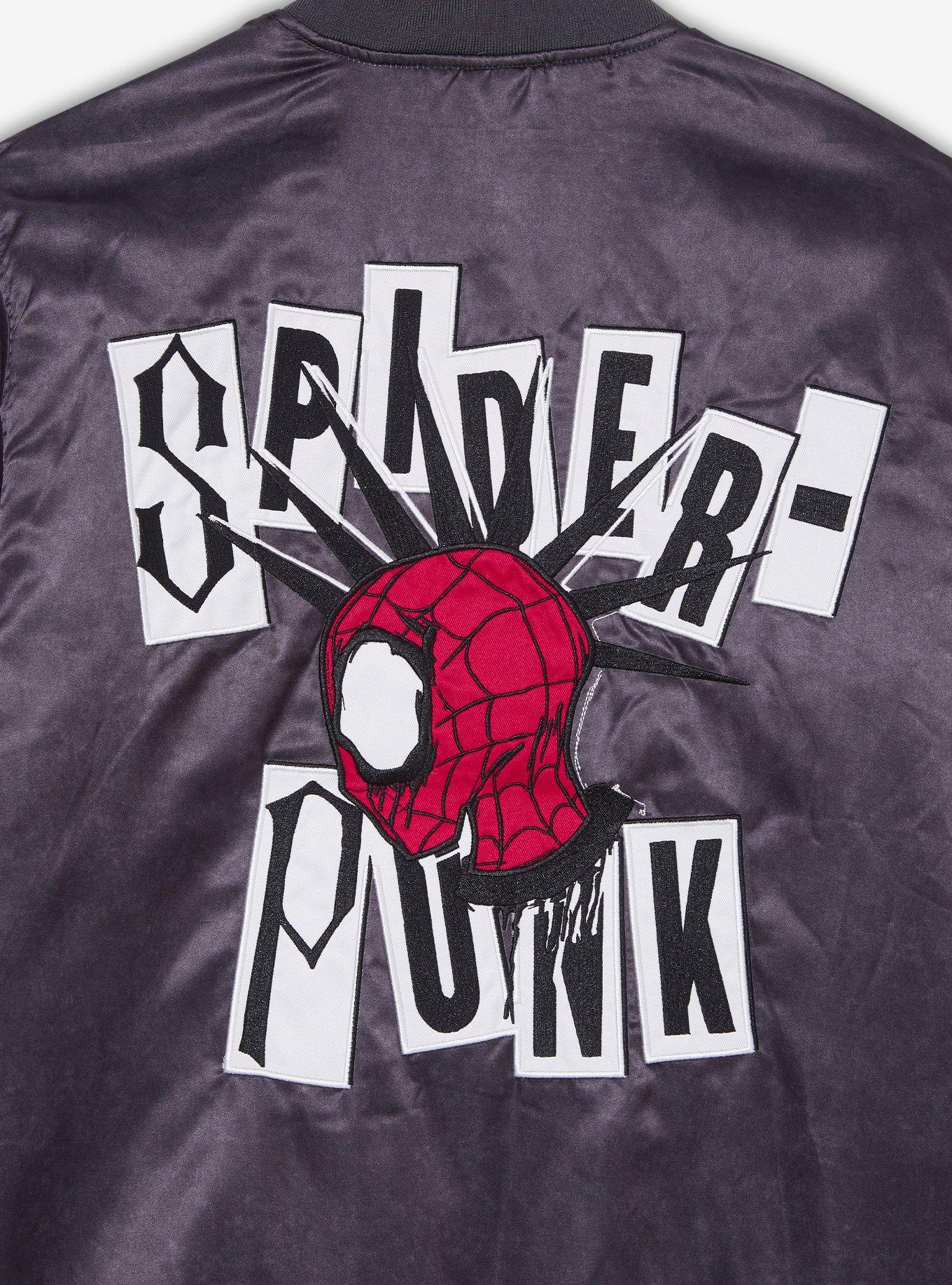 Marvel Spider-Man: Across the Spider-Verse Spider-Punk New London Satin Bomber Jacket — BoxLunch Exclusive, BLACK, alternate