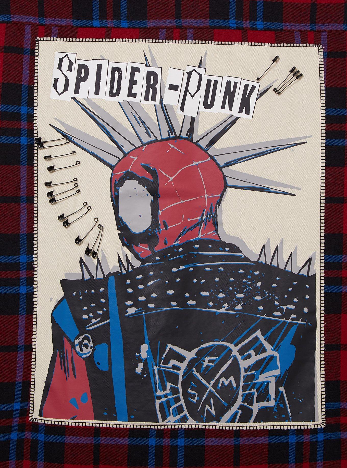 Marvel Spider-Man: Across the Spider-Verse Spider-Punk Icons Flannel - BoxLunch Exclusive, BLACK  RED BLACK, alternate