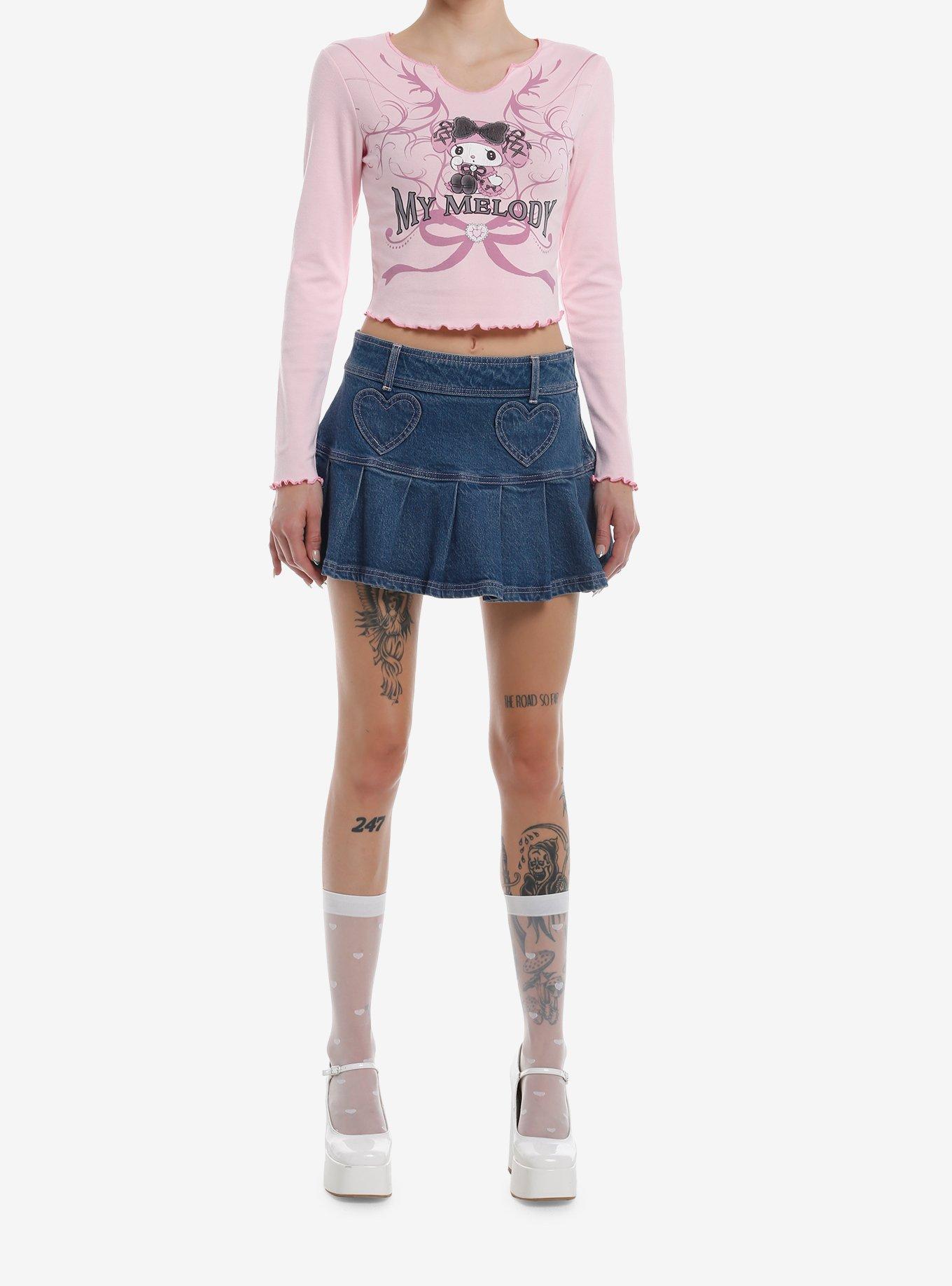 My Melody Lolita Filigree Cropped Girls Long-Sleeve Top, , hi-res