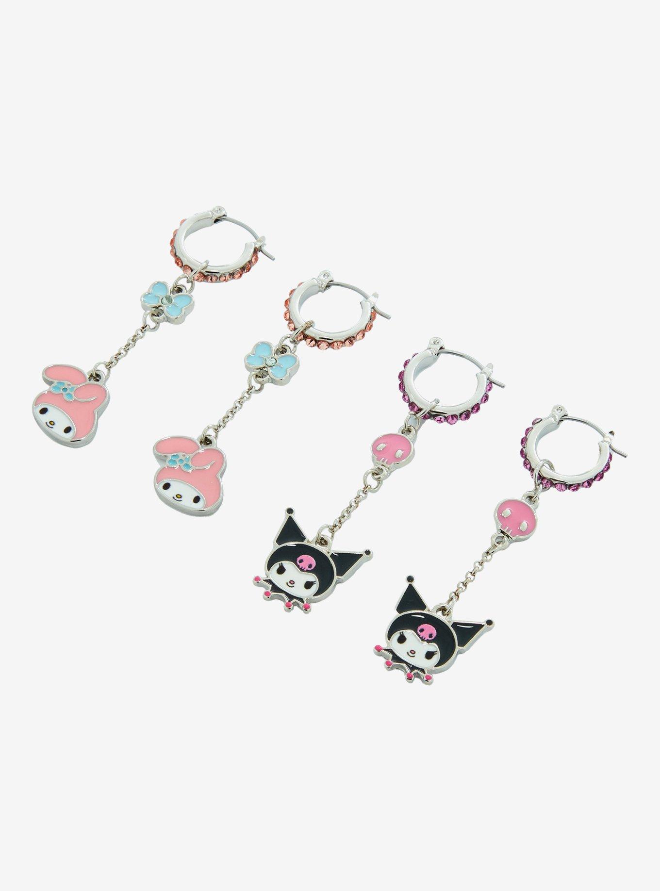 My Melody & Kuromi Bling Drop Earrings, , hi-res