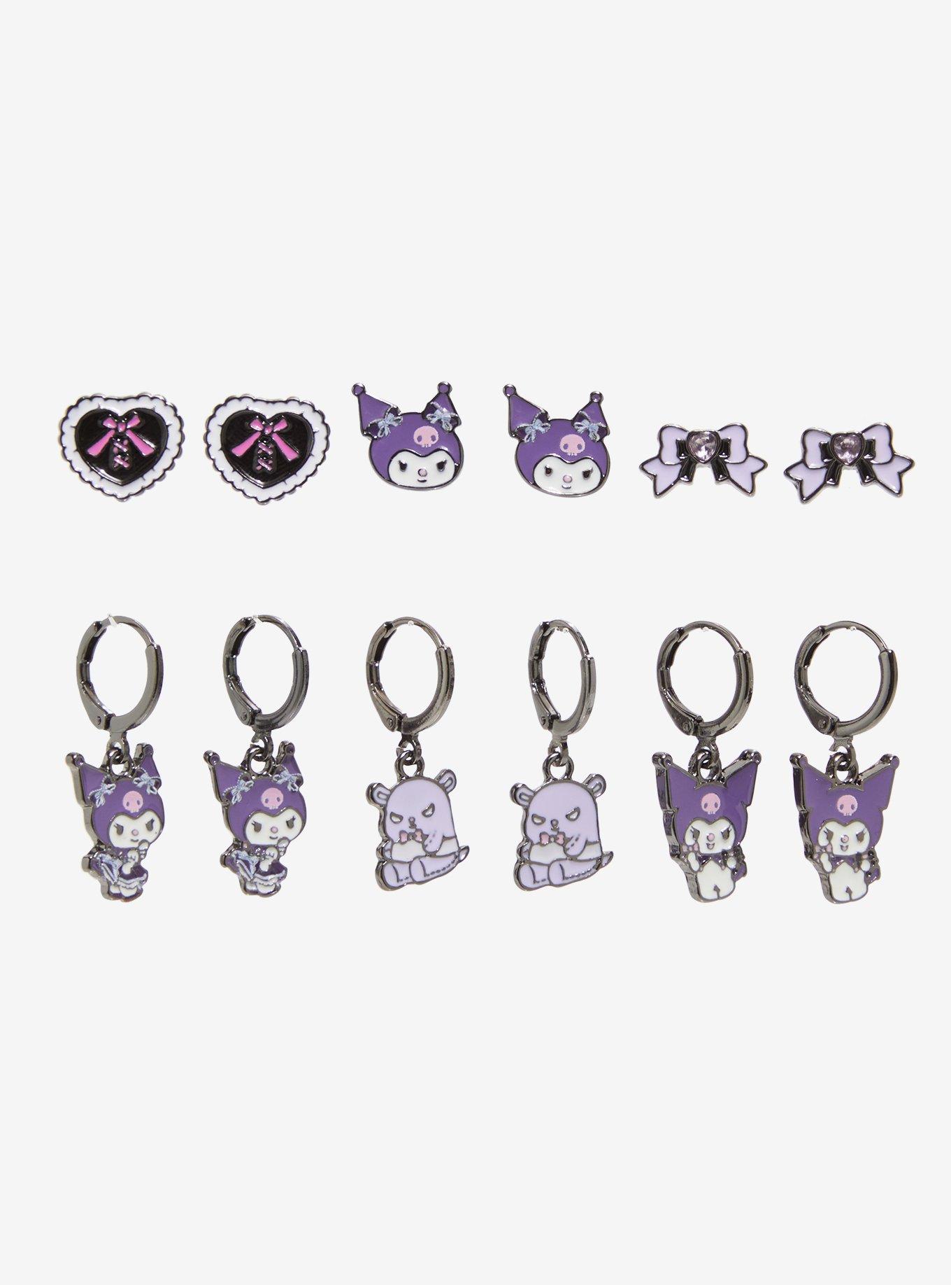 Kuromi Heart Bow Earring Set, , alternate