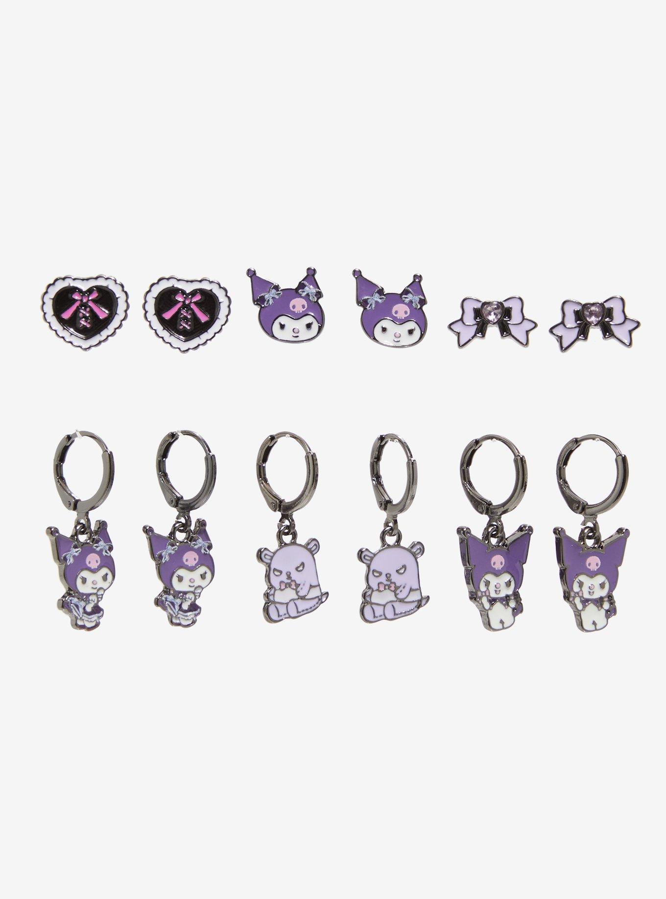 Kuromi Heart Bow Earring Set, , hi-res