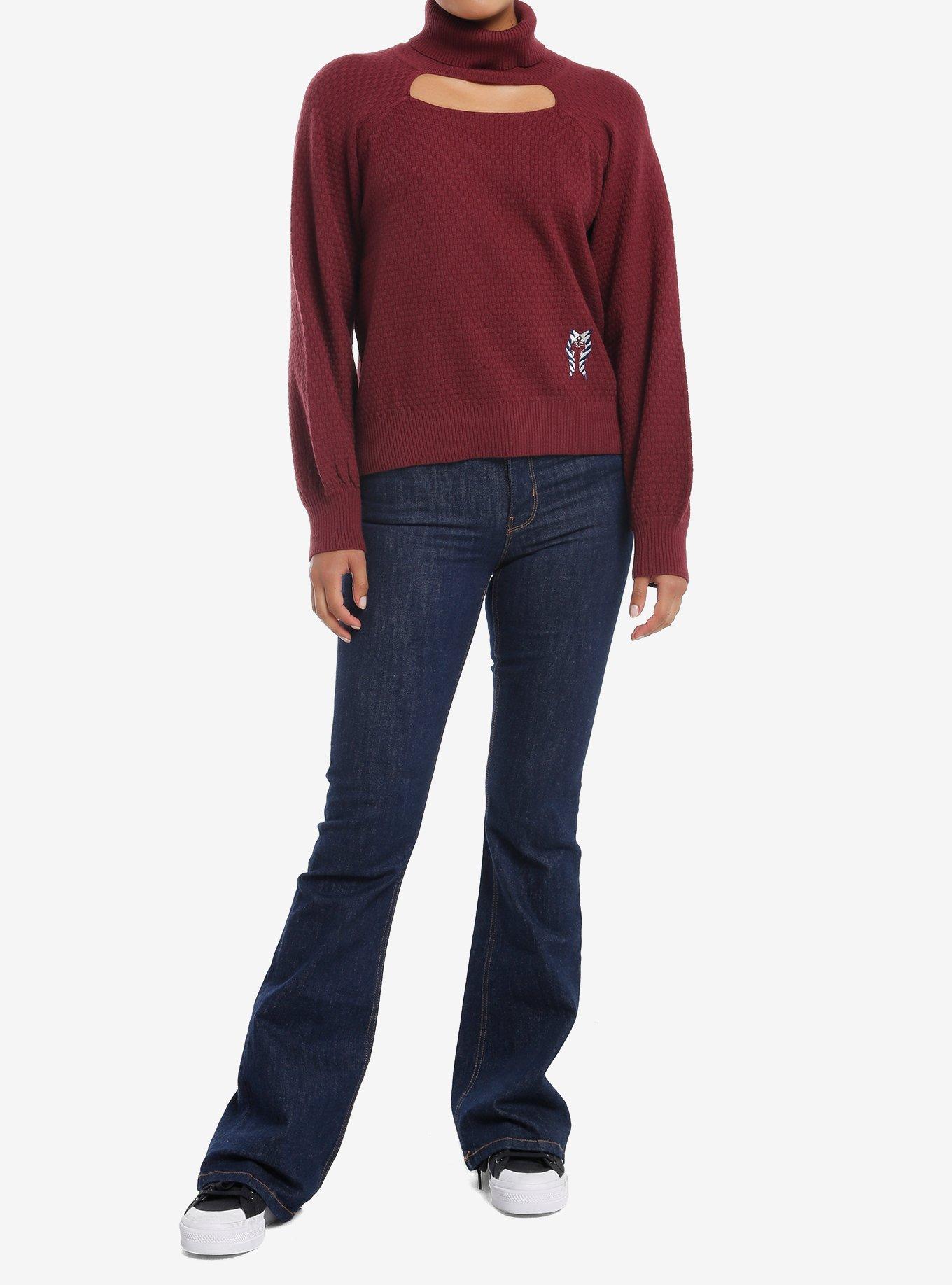 Her Universe Star Wars Ahsoka Tano Cutout Sweater Top Her Universe Exclusive, BURGUNDY, alternate