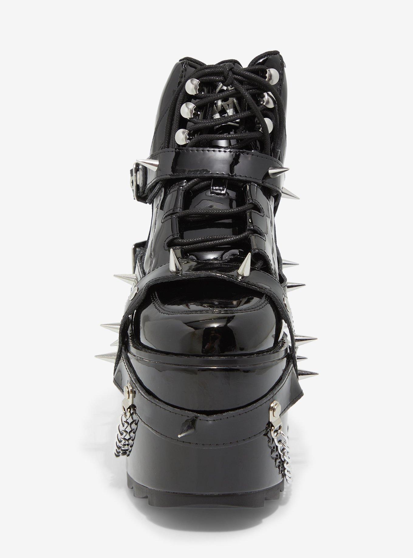 YRU Black Shiny Spike Qozmo Sneakers, MULTI, alternate