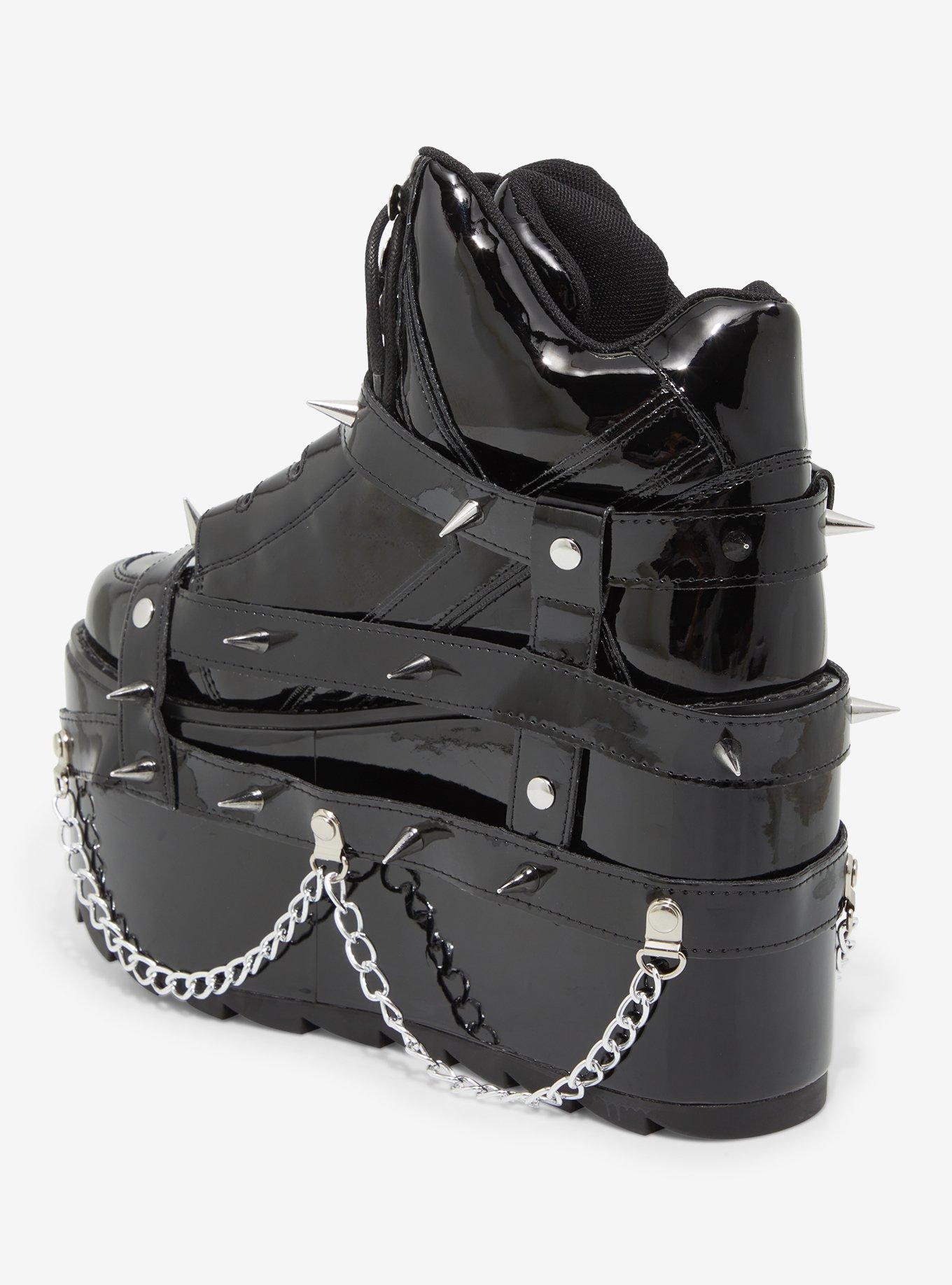 YRU Black Shiny Spike Qozmo Sneakers, MULTI, alternate