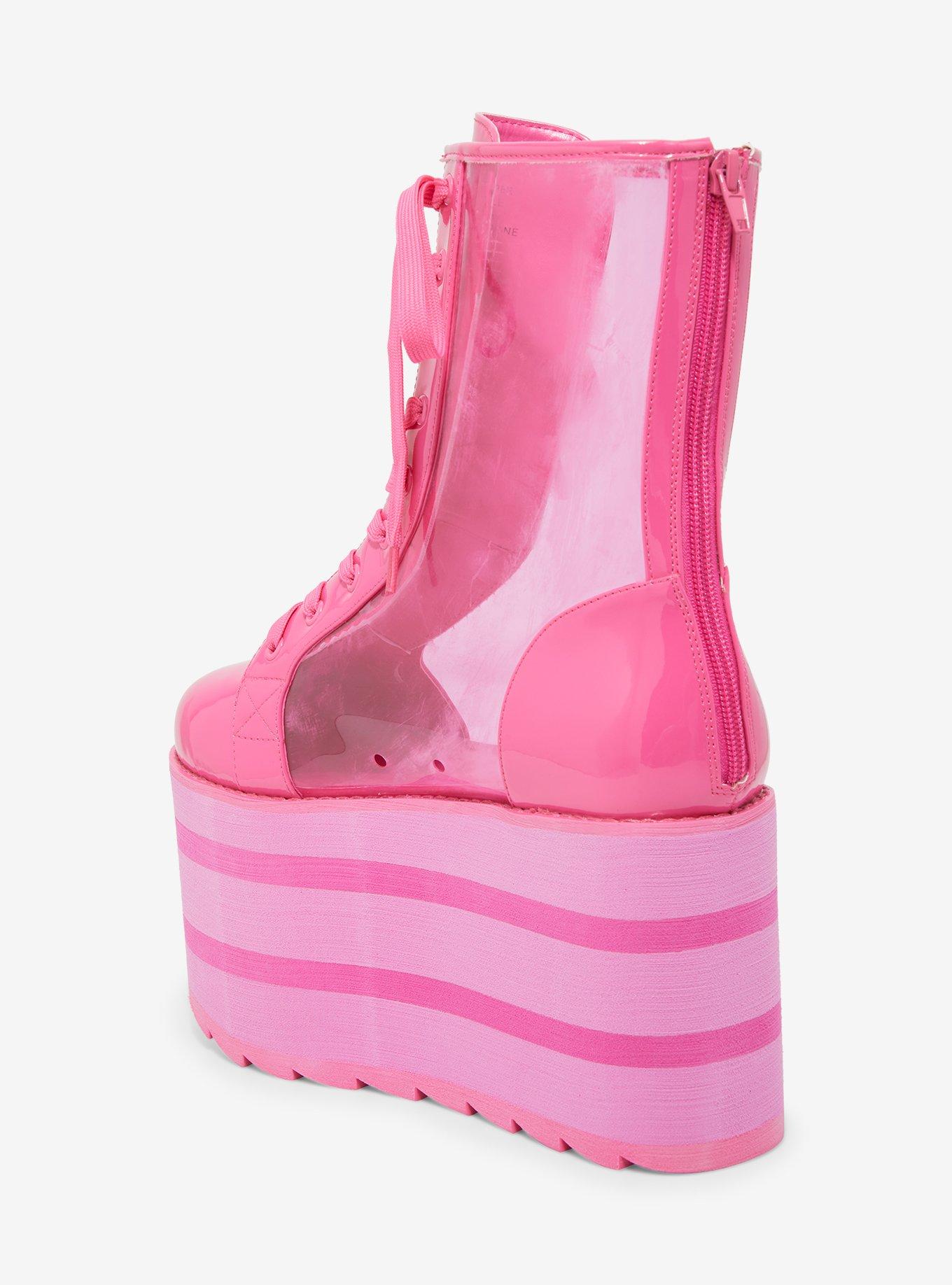 YRU Pink Transparent Platform Sneakers, MULTI, alternate