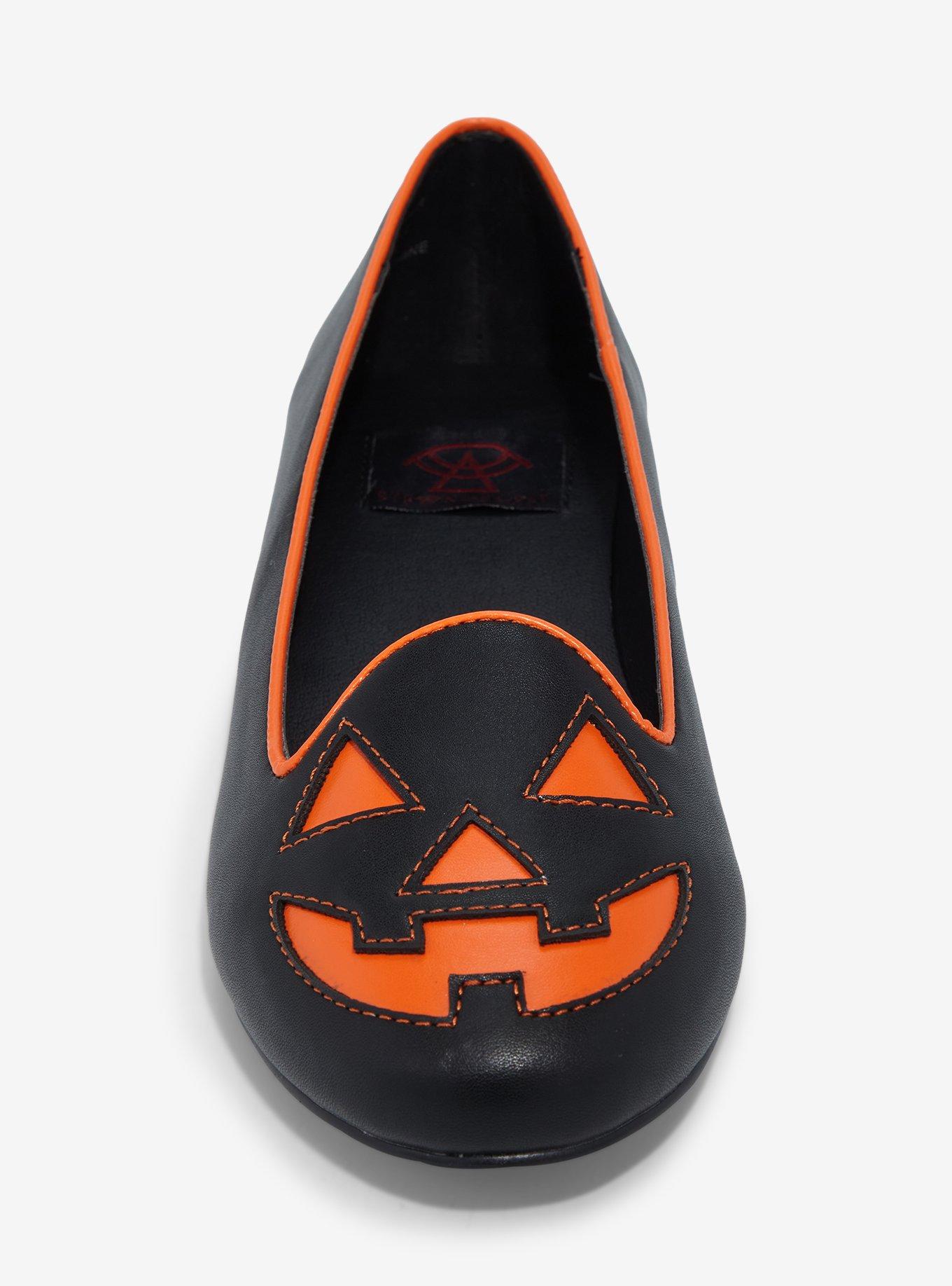 Strange Cvlt Black & Orange Jack-O'-Lantern Face Flats, MULTI, alternate