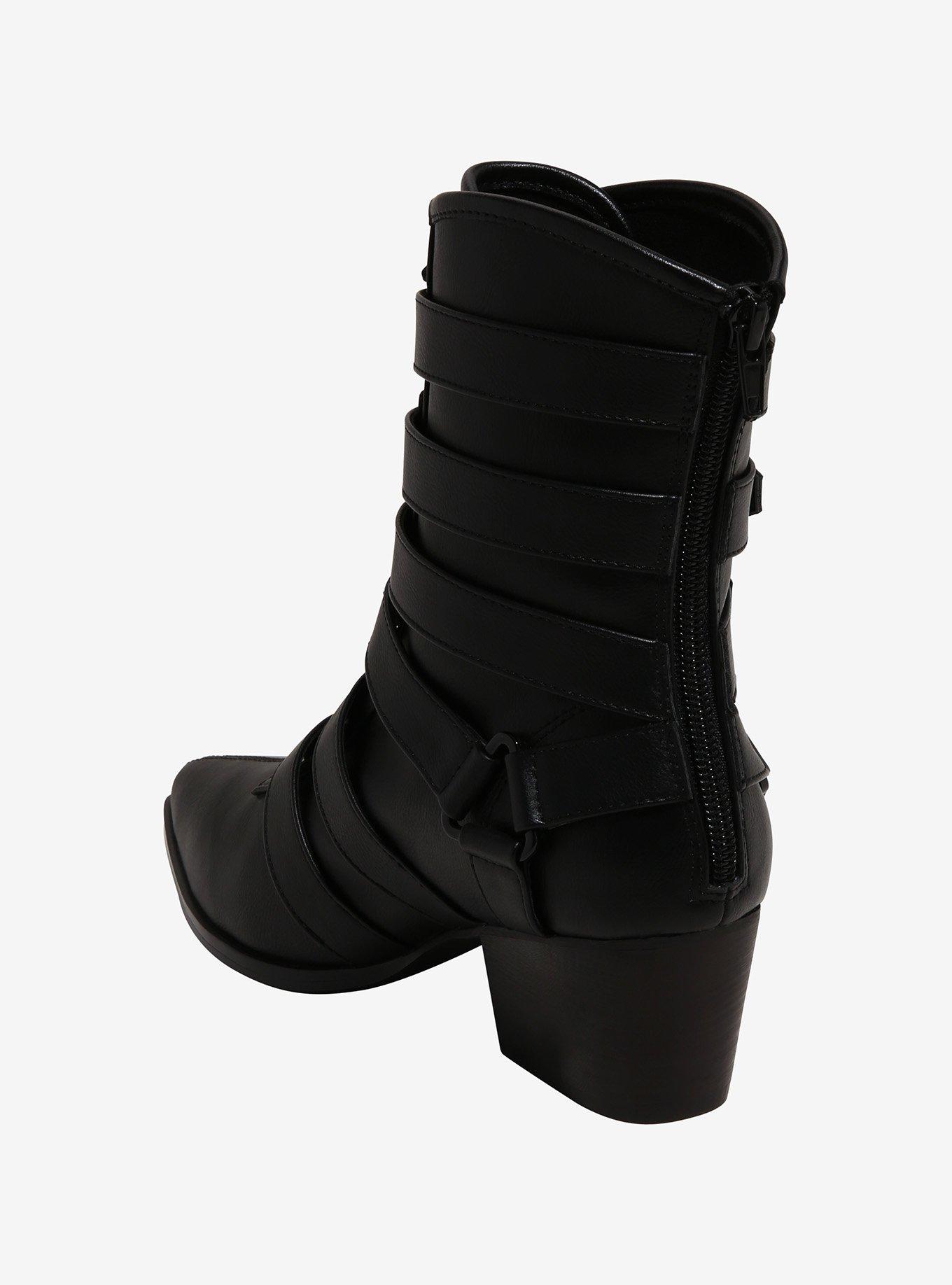 Strange Cvlt Black Coven Buckle Strap Boots, , hi-res