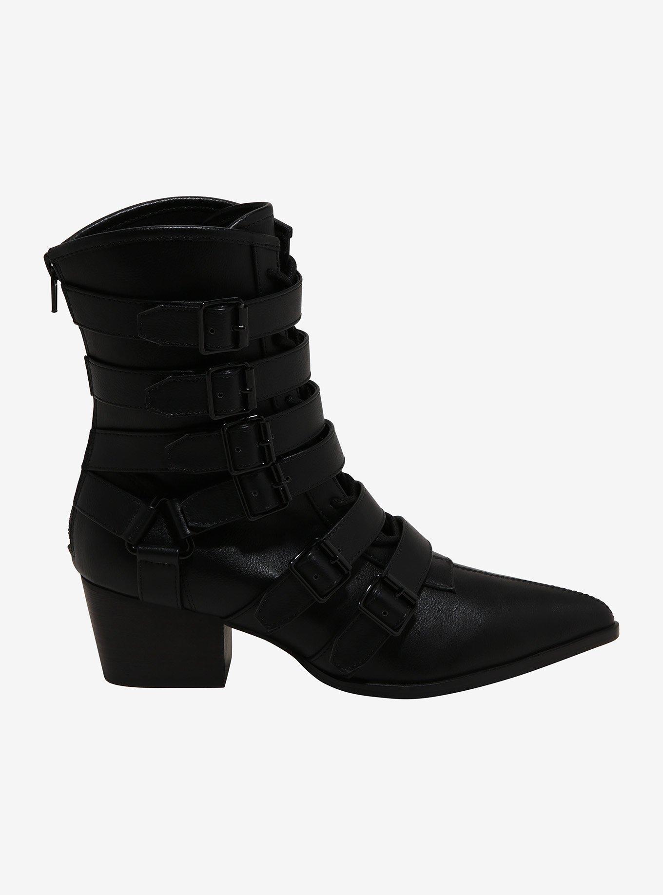 Strange Cvlt Black Coven Buckle Strap Boots