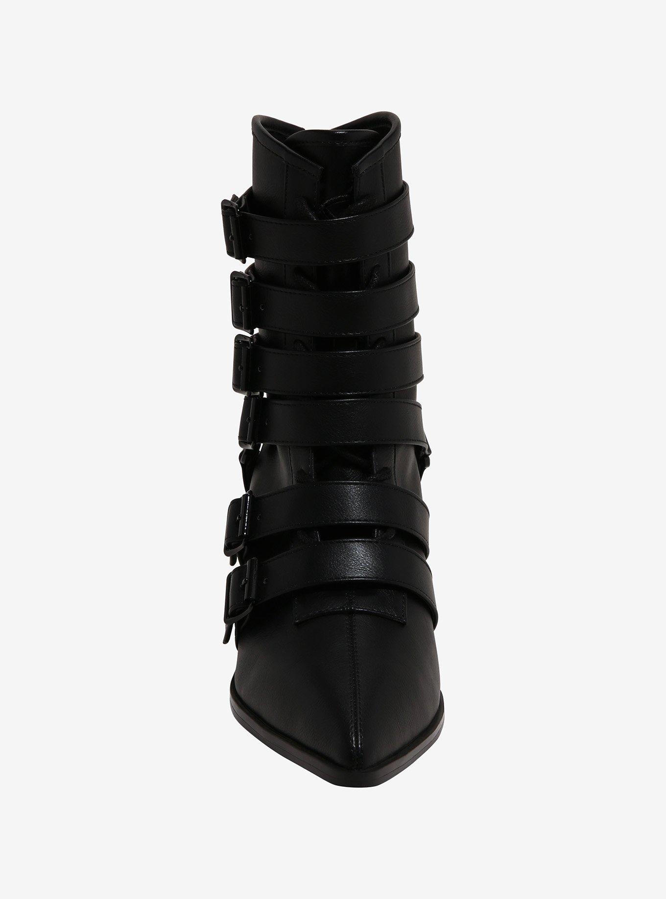 Strange Cvlt Black Coven Buckle Strap Boots