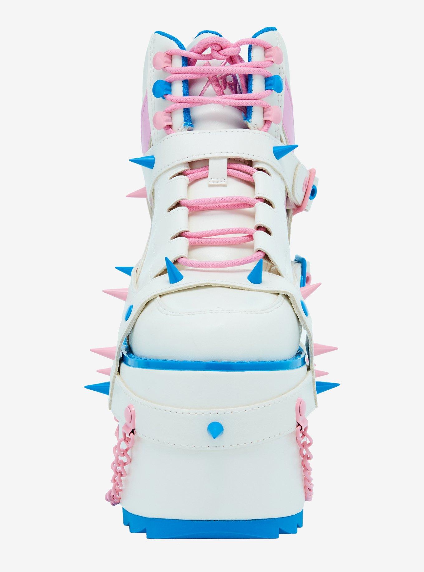YRU White Pastel Spike & Chain Qozmo Platform Sneakers, MULTI, alternate