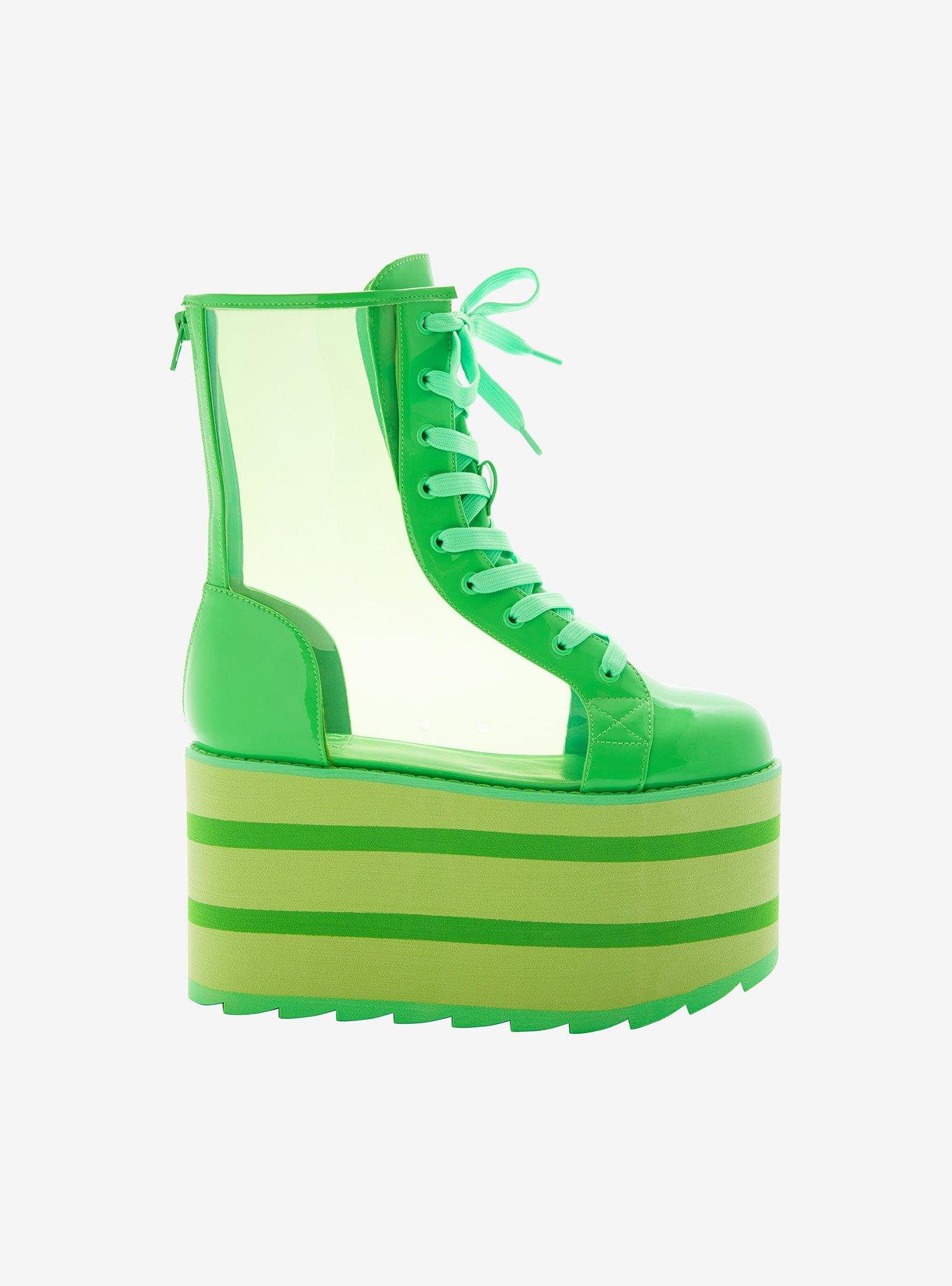 YRU Neon Green Hi-Top Platform Sneakers