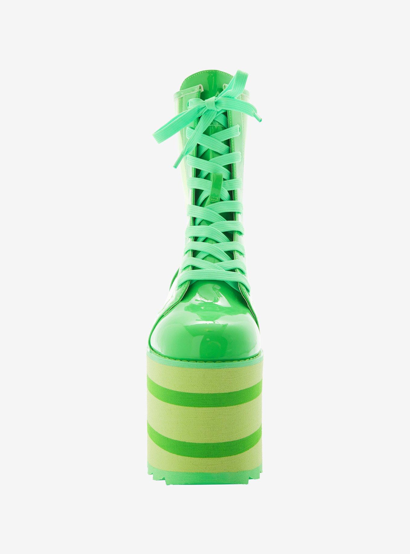 YRU Neon Green Hi-Top Platform Sneakers, MULTI, alternate