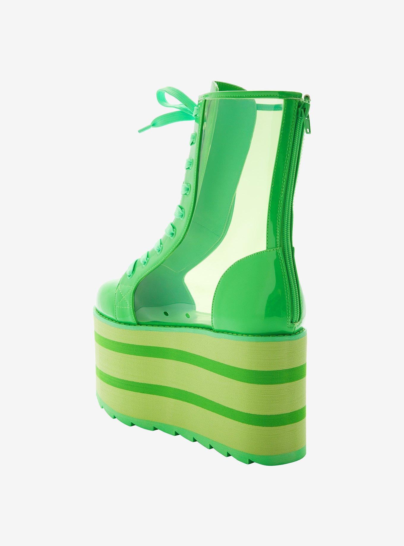 YRU Neon Green Hi-Top Platform Sneakers, MULTI, alternate