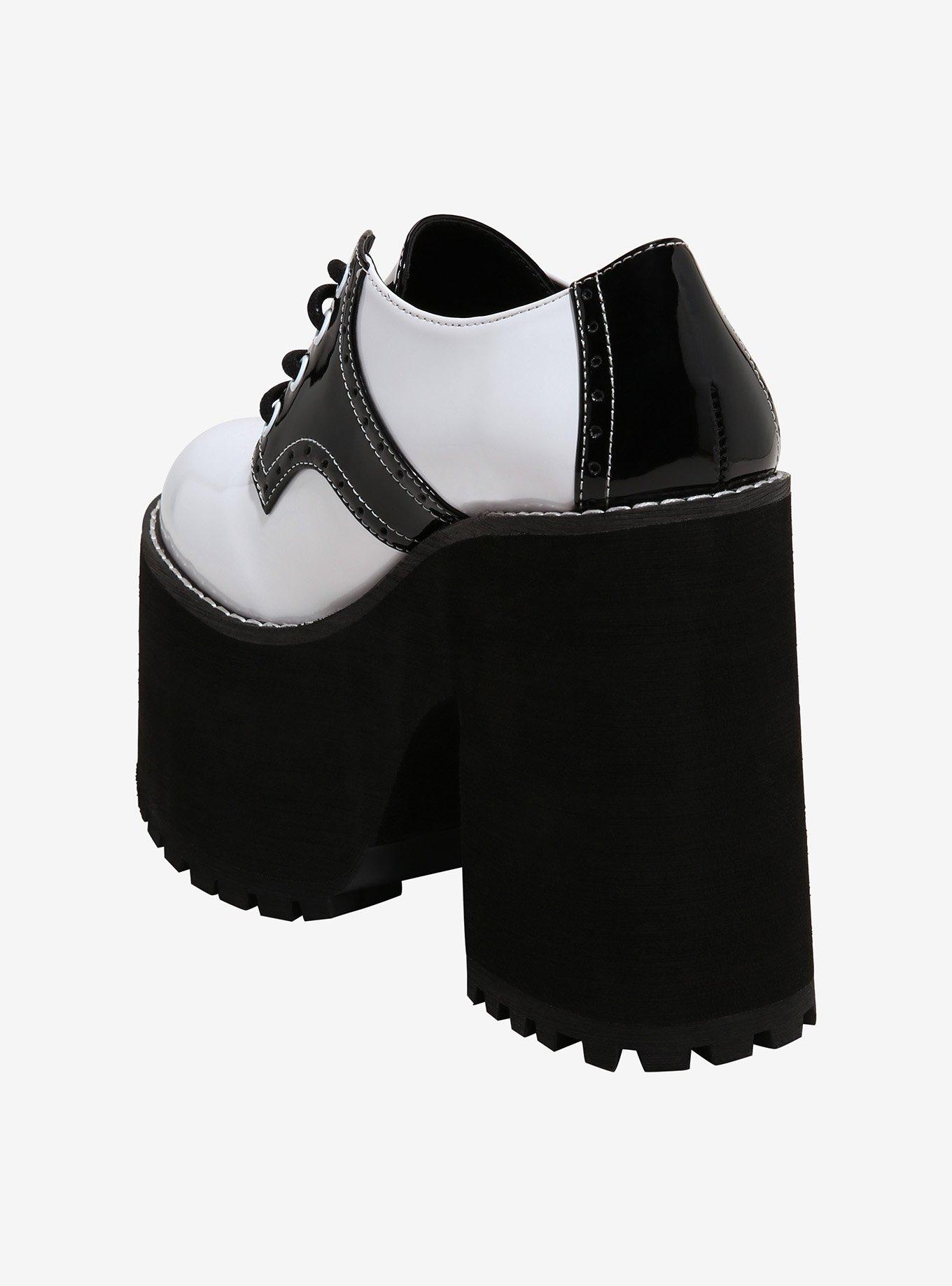 Strange Cvlt Black & White Sadie Platform Heels