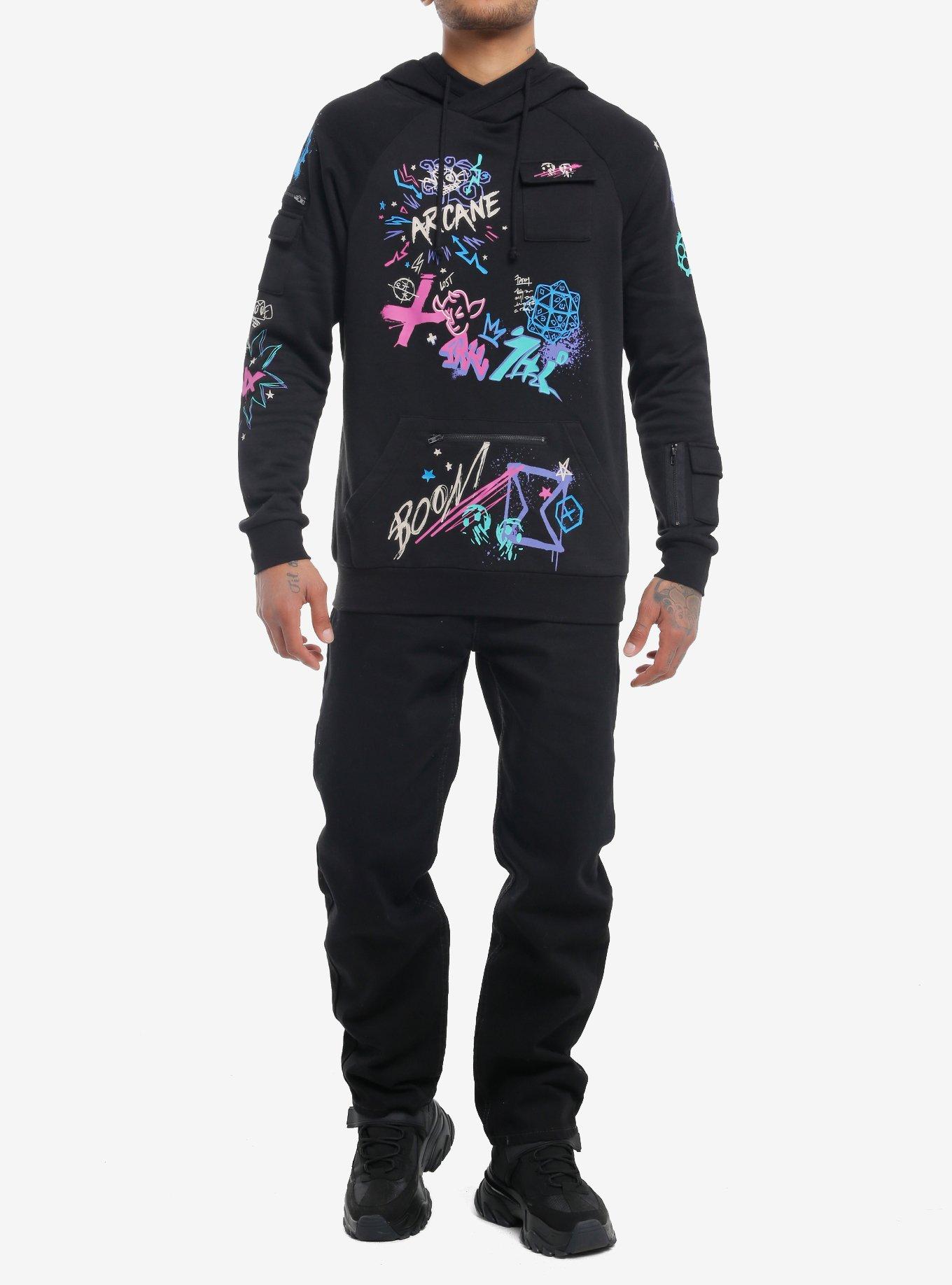 Arcane Jinx Graffiti Hoodie, BLACK, alternate
