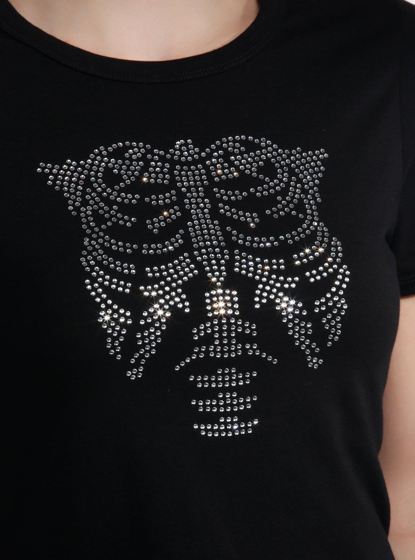 Black Rhinestone Rib Cage Girls Baby T-Shirt