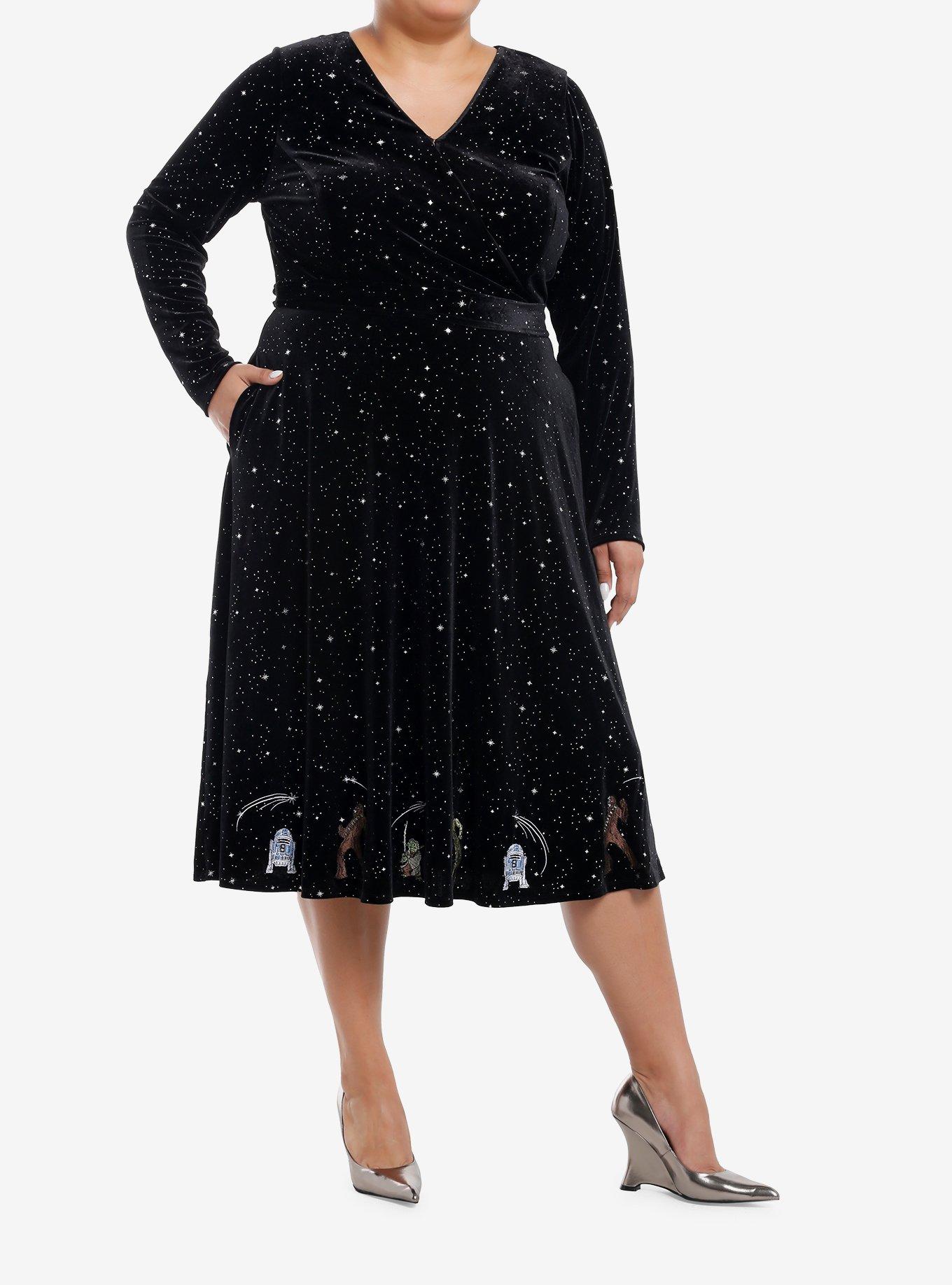 Her Universe Star Wars Galaxy Characters Velvet Long-Sleeve Dress Plus Size Her Universe Exclusive, , hi-res