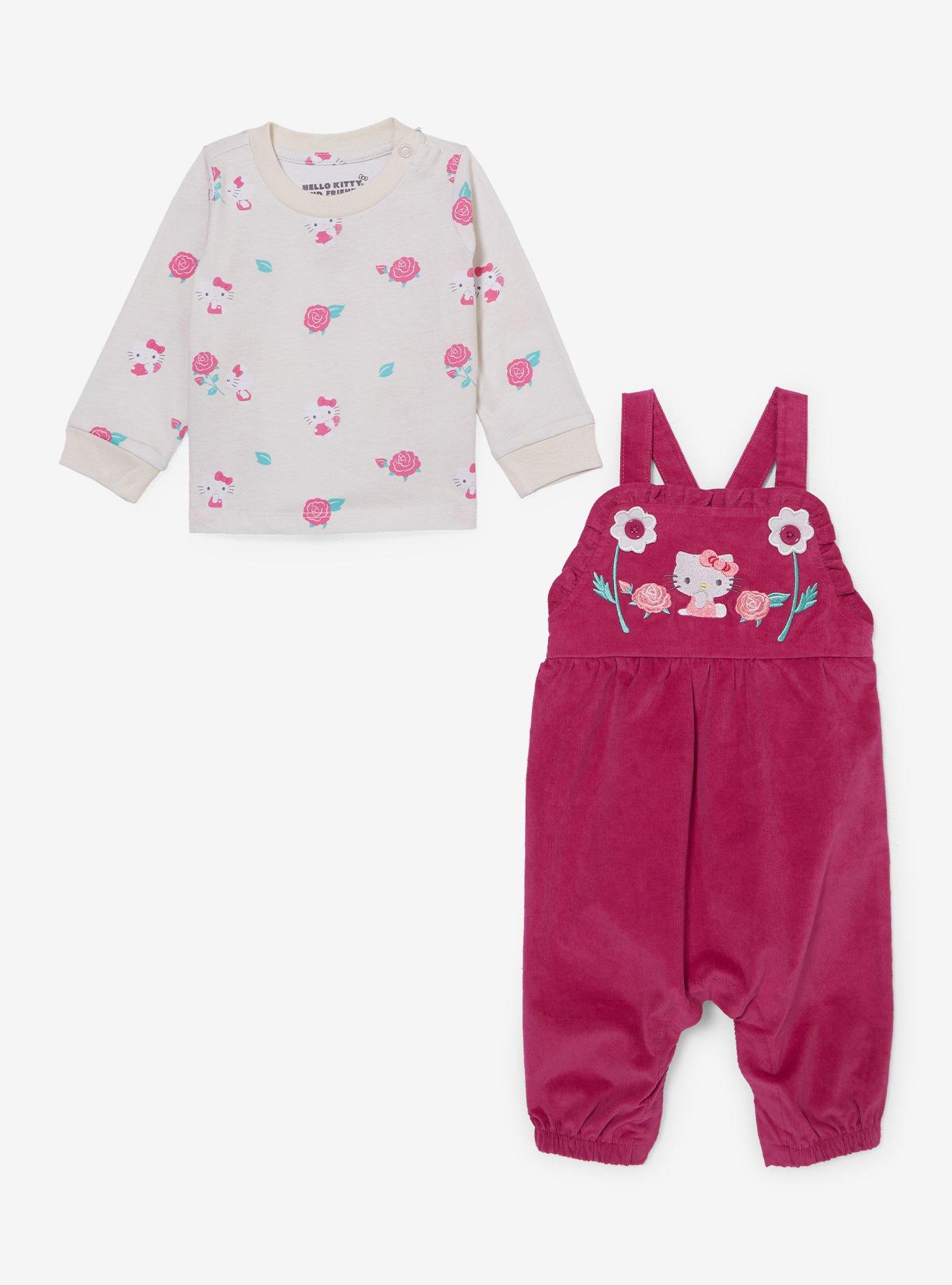 Sanrio Hello Kitty Rose Infant Long Sleeve Shirt and Overall Set — BoxLunch Exclusive, MULTI, alternate