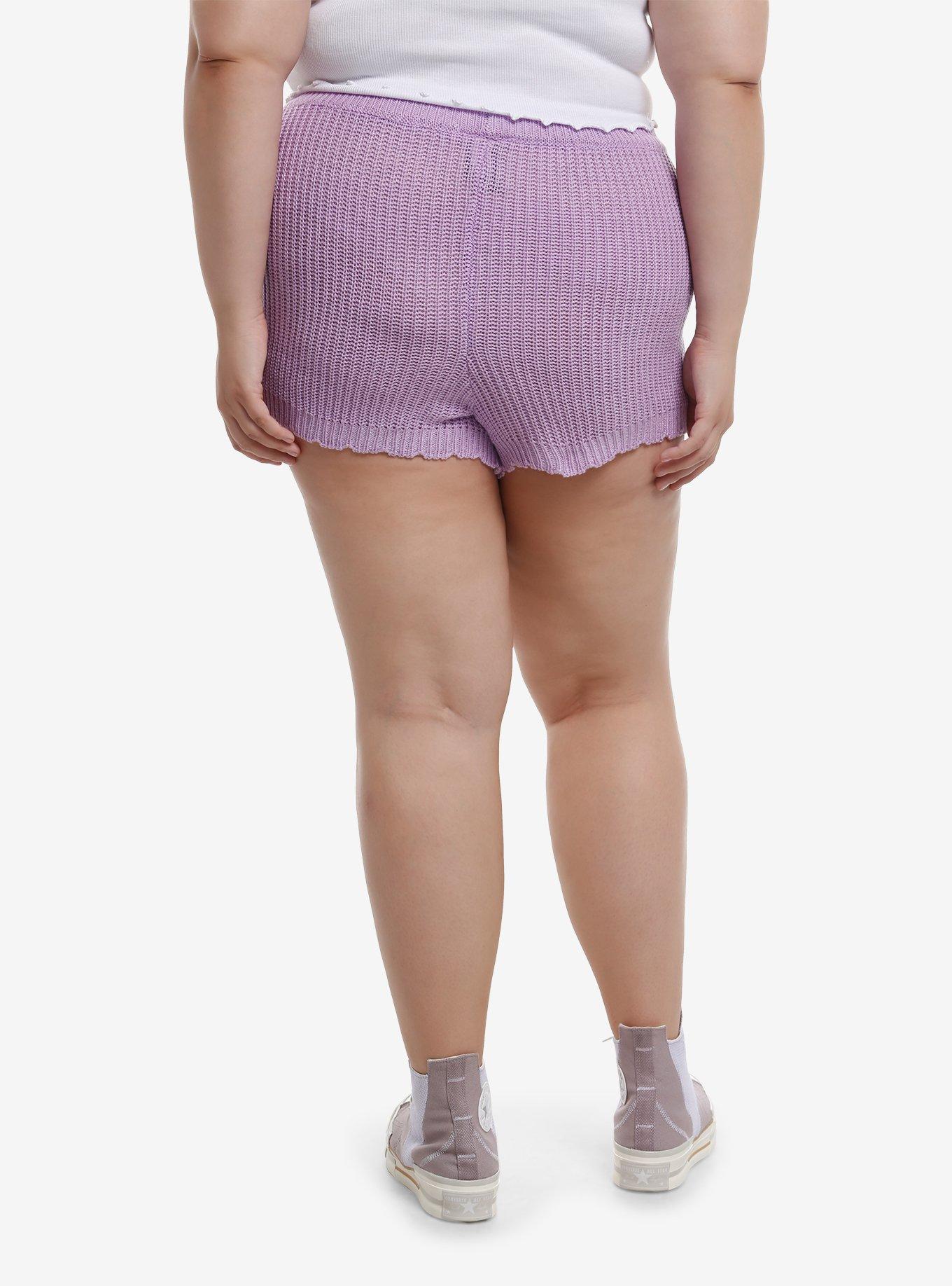 Sweet Society Pastel Purple Ghost Knit Lounge Shorts Plus