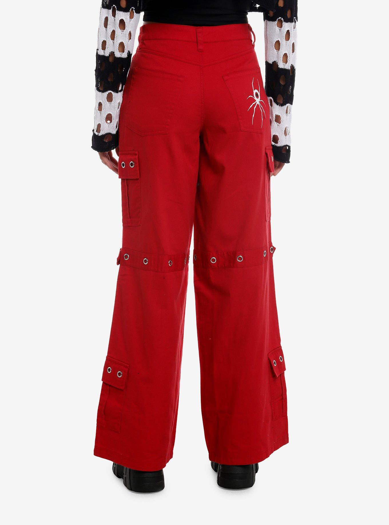 Eyeball Spider Red Wide Leg Jeans, , alternate