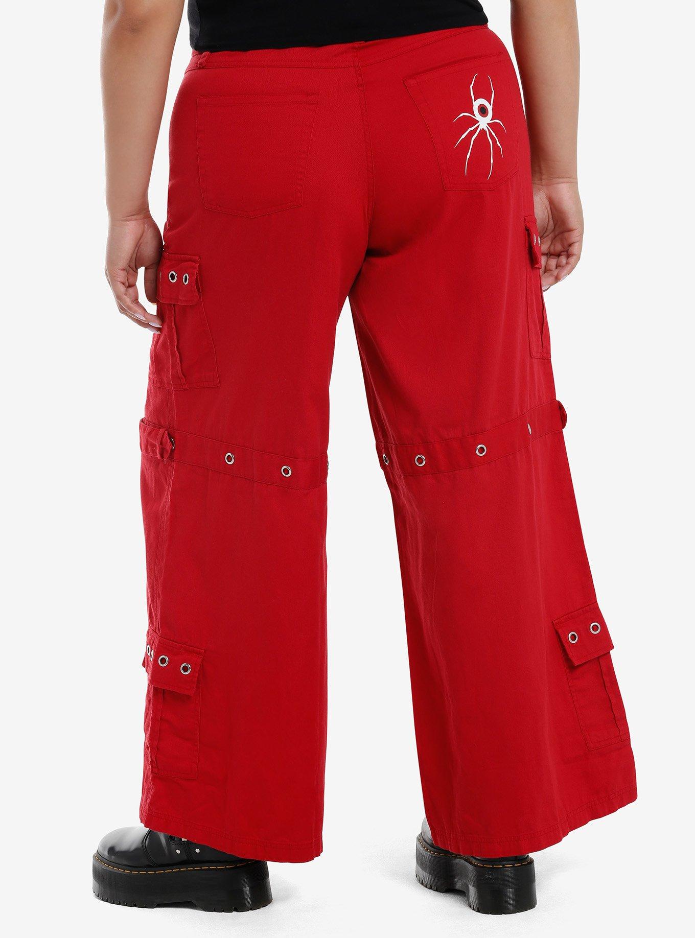 Social Collision Eyeball Spider Red Girls Wide Leg Jeans Plus Size, , hi-res