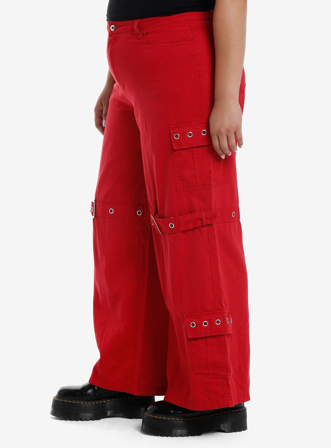 Social Collision Eyeball Spider Red Girls Wide Leg Jeans Plus