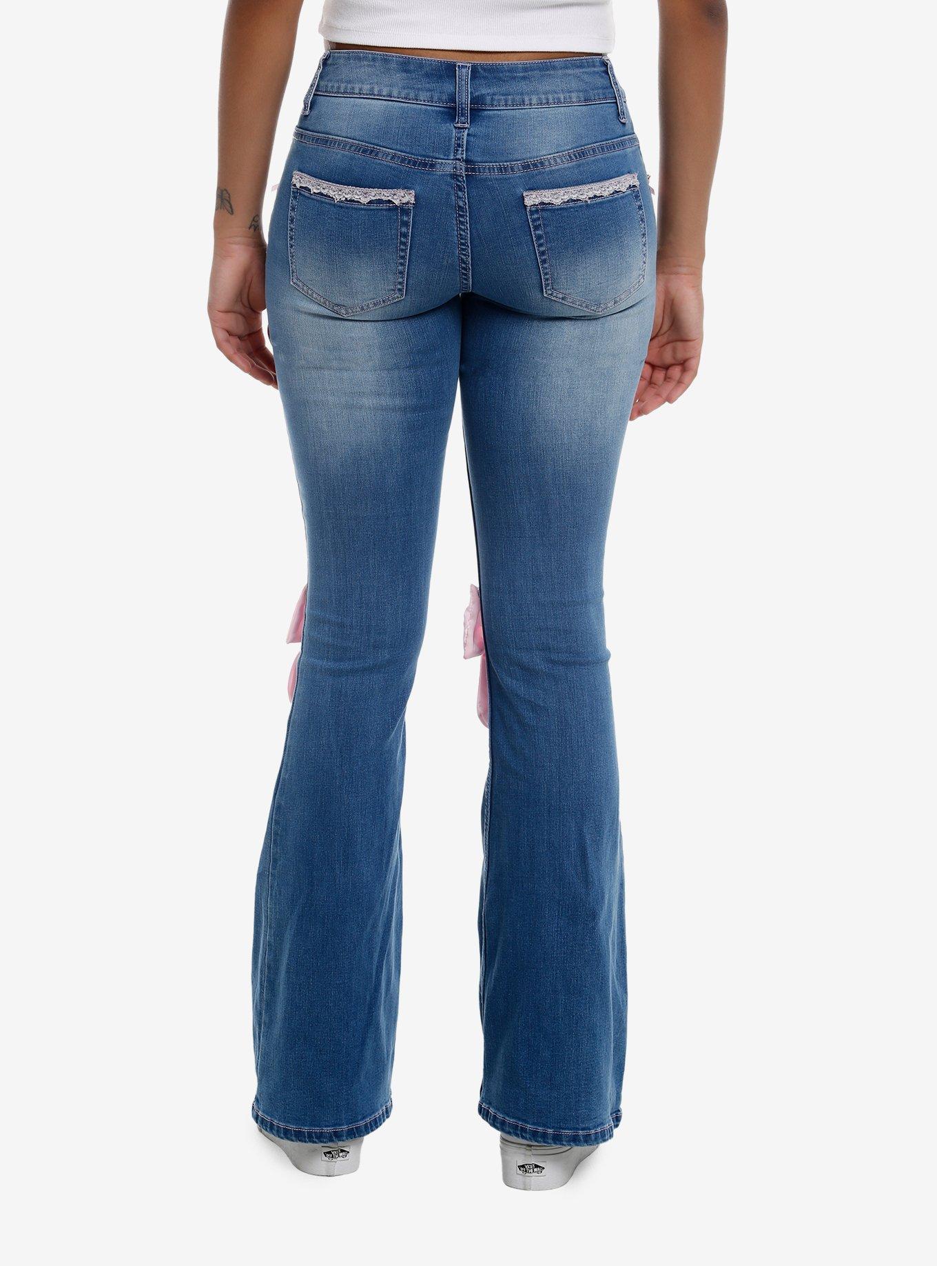 Pink Rosette Ribbon Jeans, , hi-res