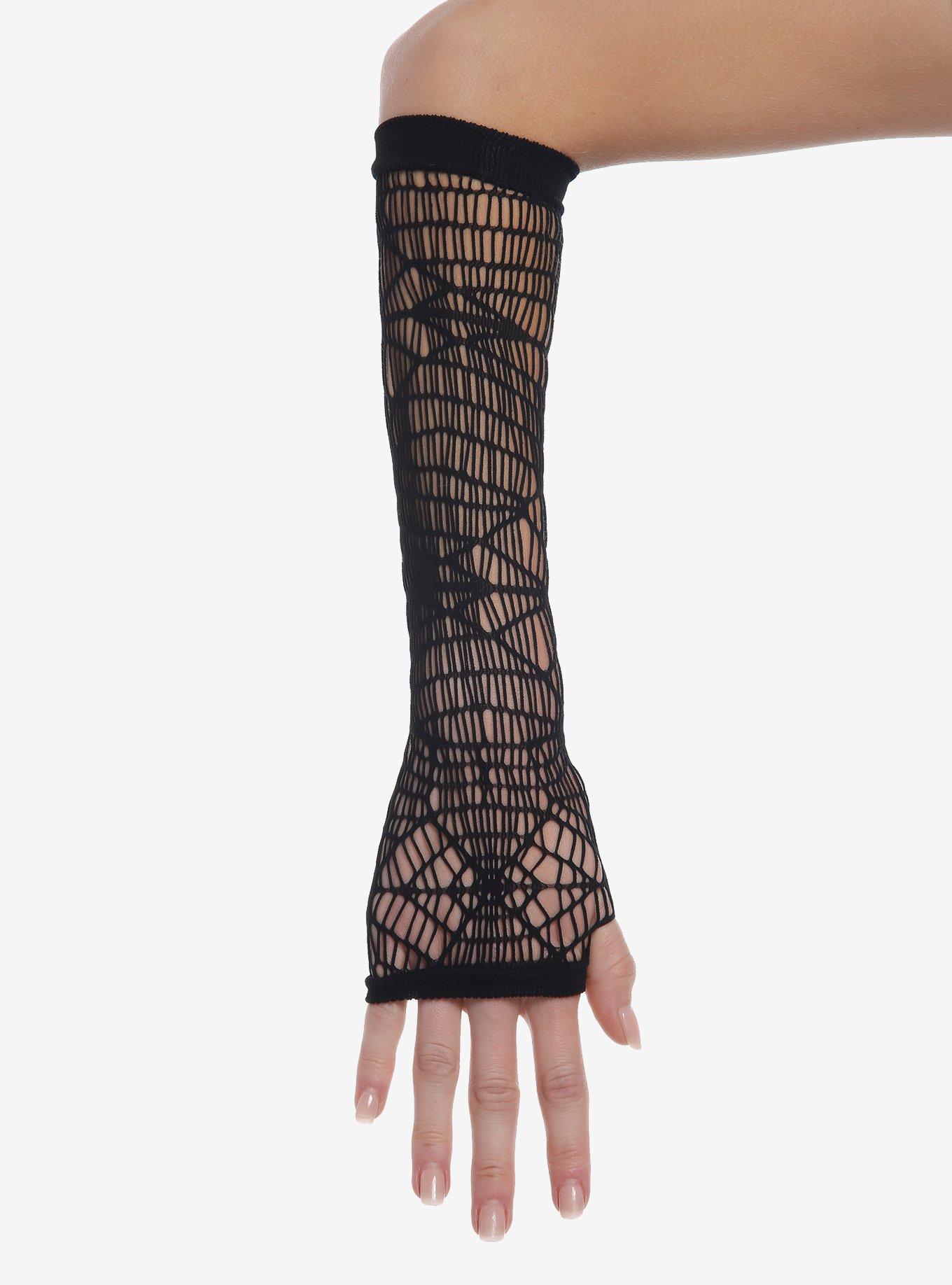 Black Spiderweb Net Arm Warmers