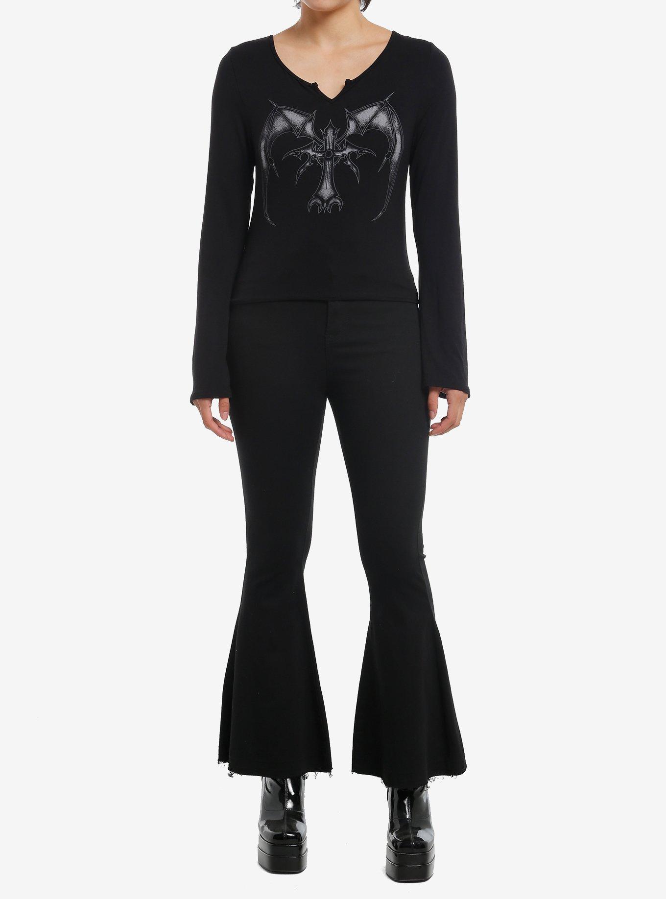 Cosmic Aura Bat Wing Cross Girls Bell Sleeve Top, , hi-res