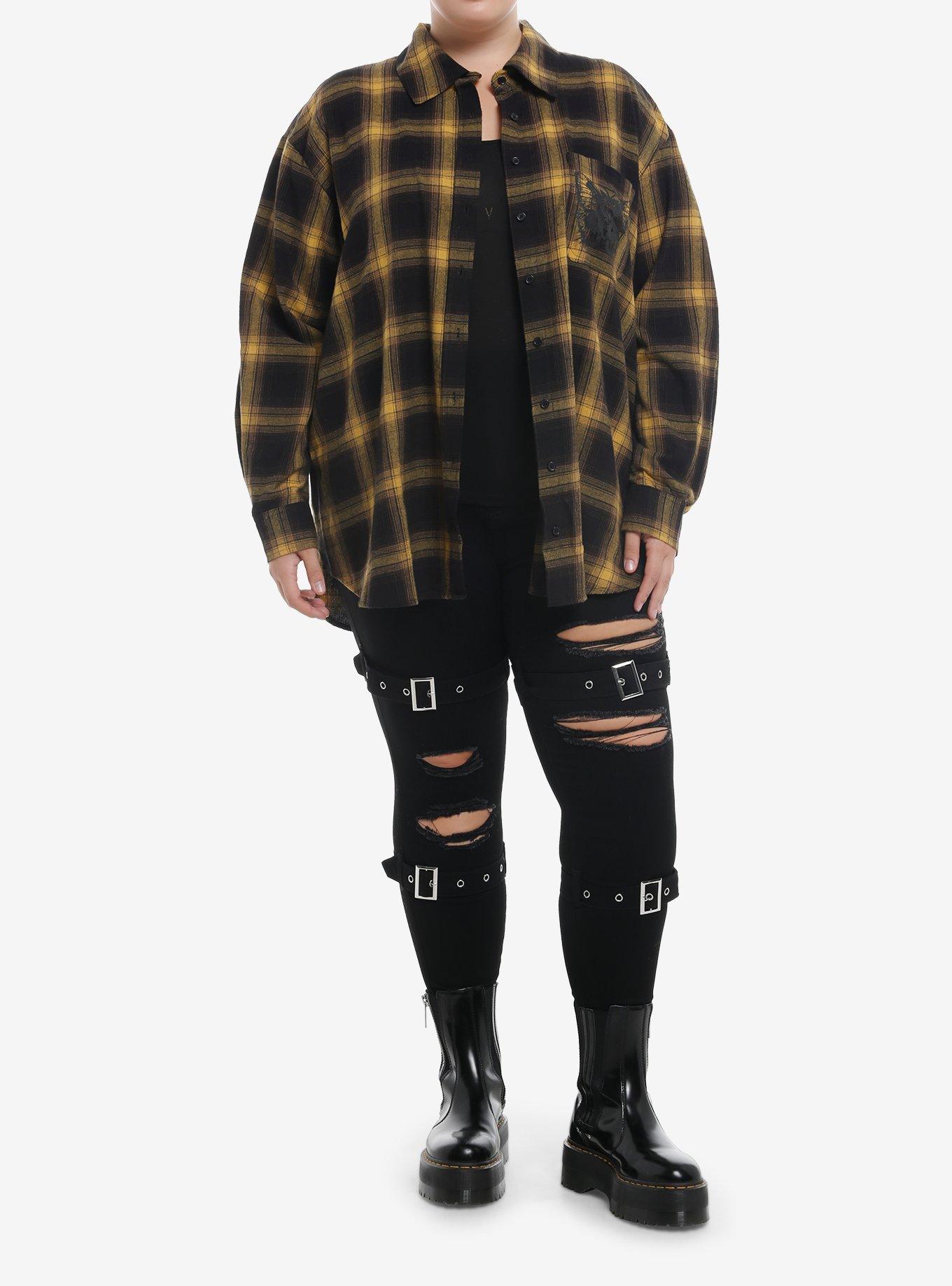 Thorn & Fable Harvest Magic Plaid Flannel Girls Button-Up Plus Size, , alternate