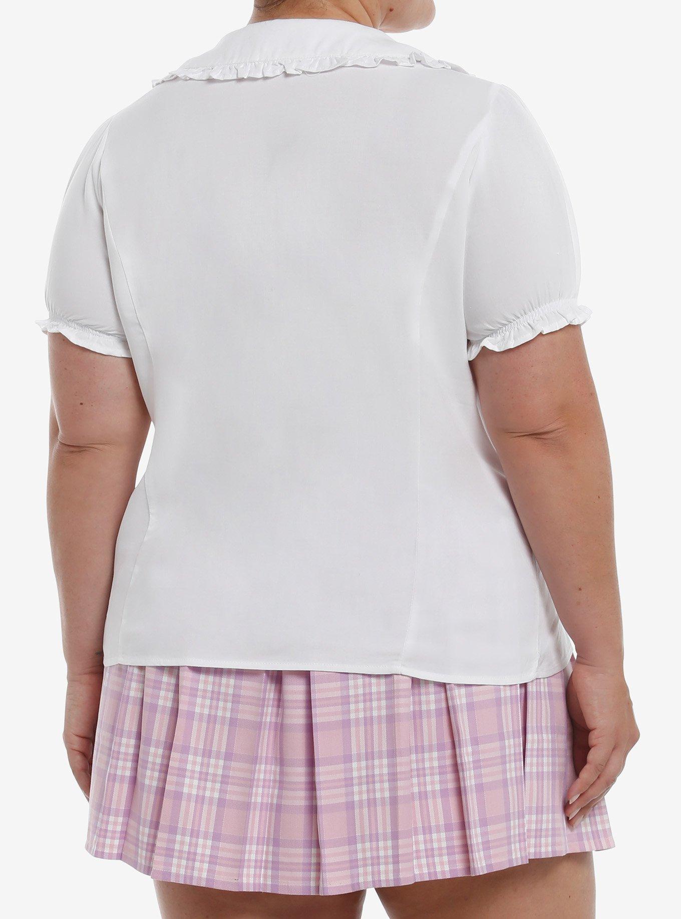 Sweet Society Pink Jack-O'-Lanterns Ruffle Collar Girls Top Plus Size, PURPLE, alternate