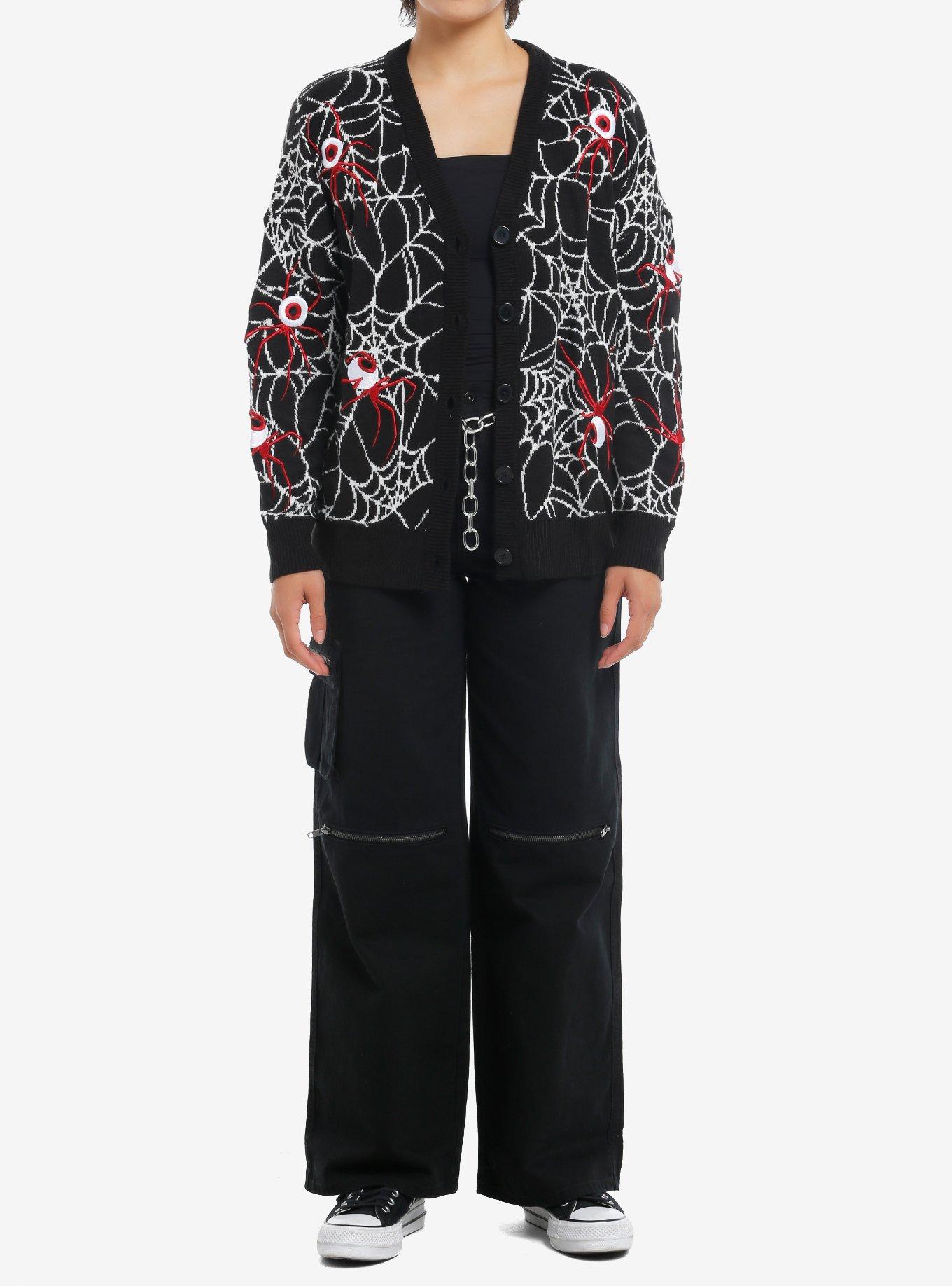 Social Collision Spiderweb Eyeball Girls Cardigan, , hi-res