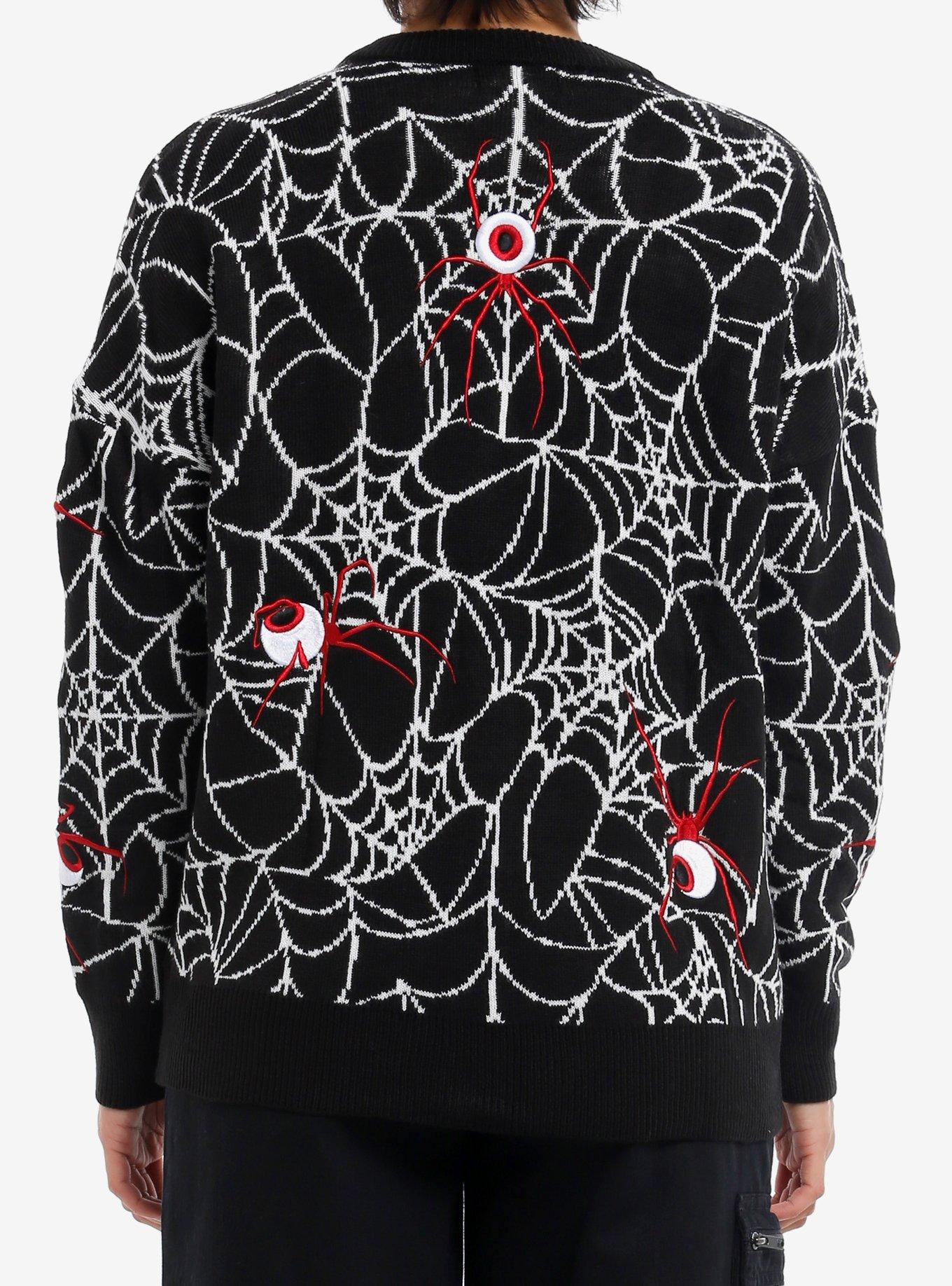 Social Collision Spiderweb Eyeball Girls Cardigan, , alternate